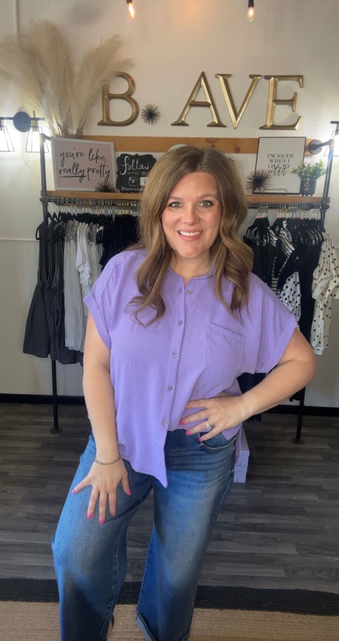 Button-Down Hi-Low Hem Flowy Top