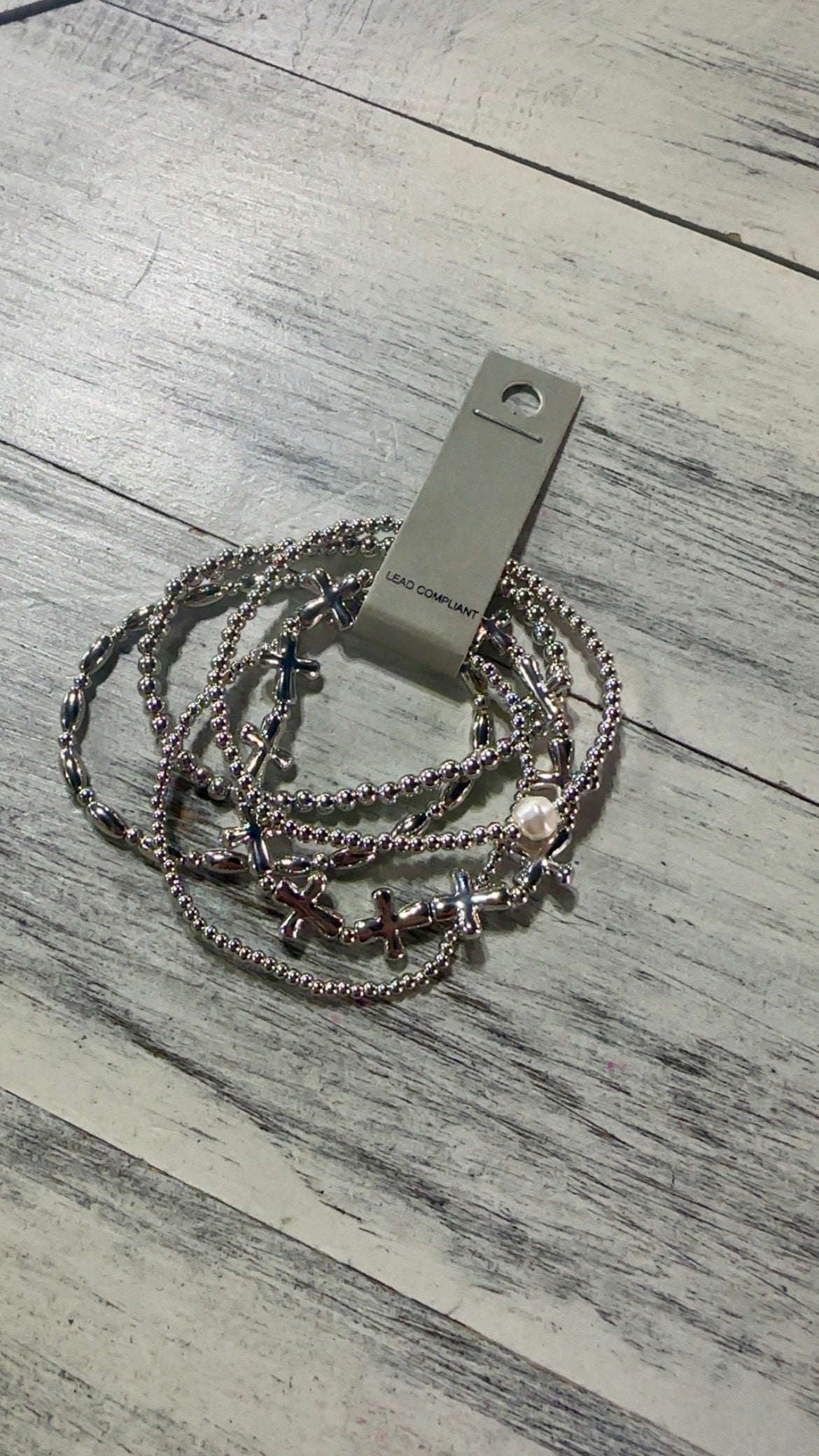 Cross Beaded Stretch Bracelet Set