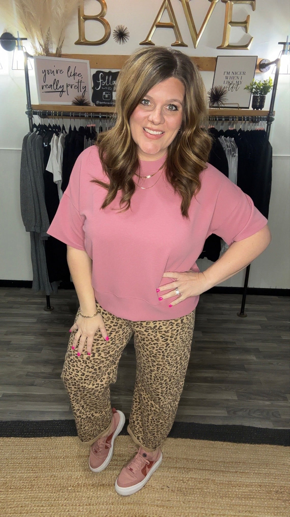 Light Rose Ribbed Round Neck Tee