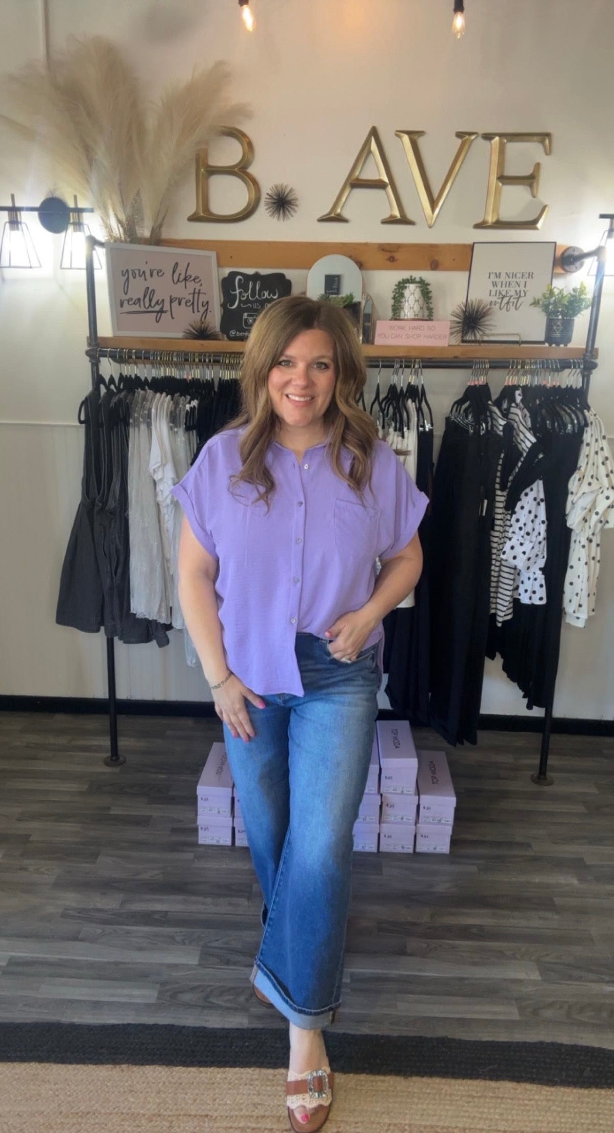 Button-Down Hi-Low Hem Flowy Top
