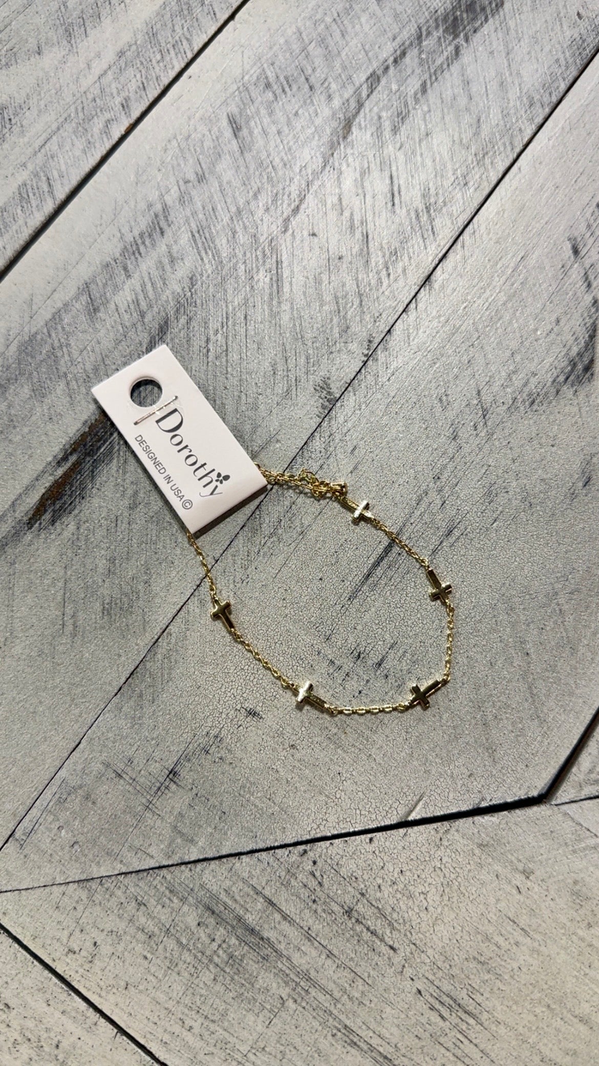Dainty Gold 5 Cross Bracelet