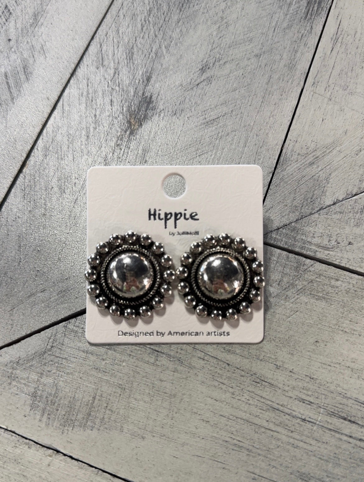 Vintage Silver Circle Statement Earrings