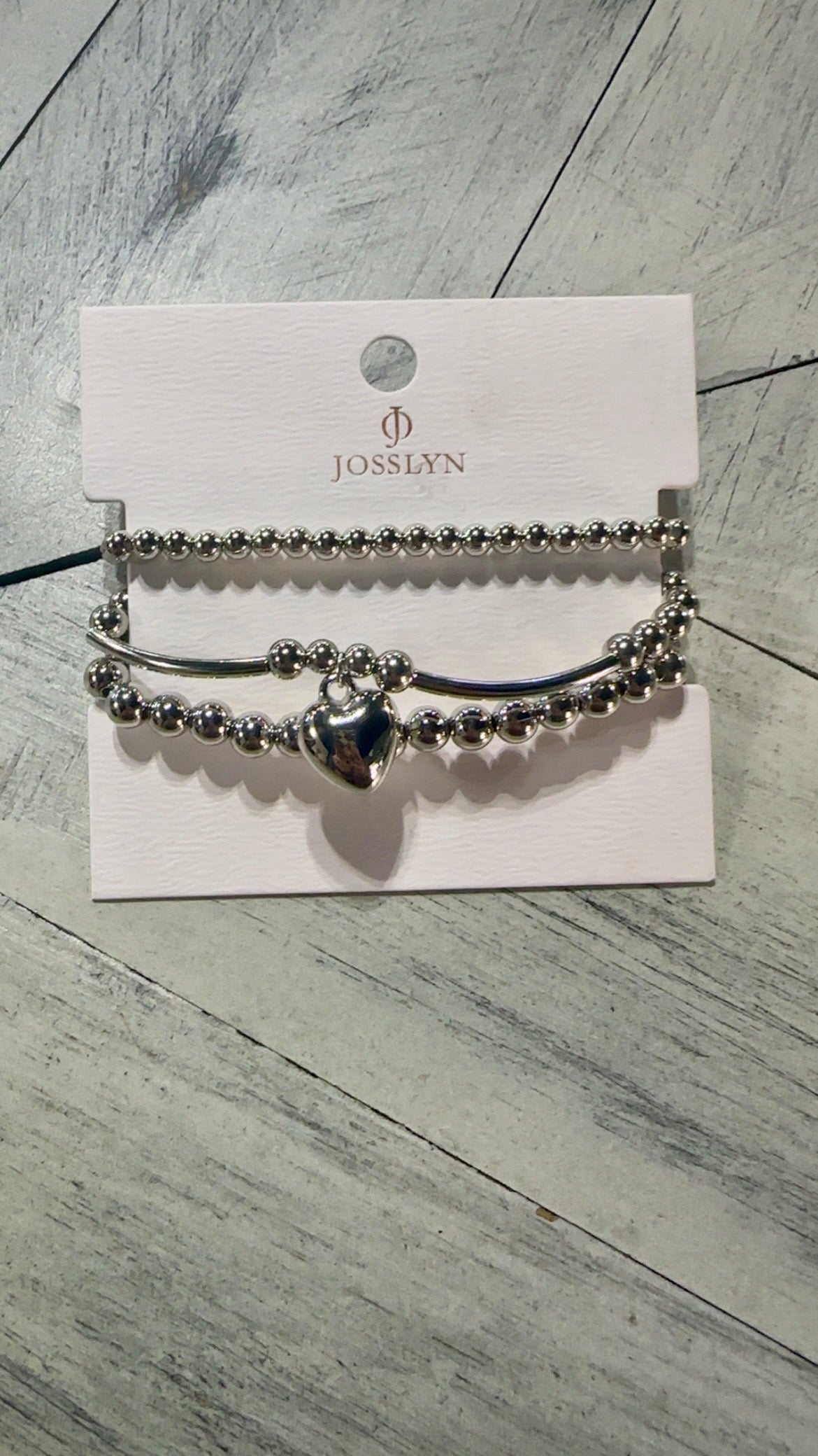 Silver Multi Chain Heart Charm Bracelet Set