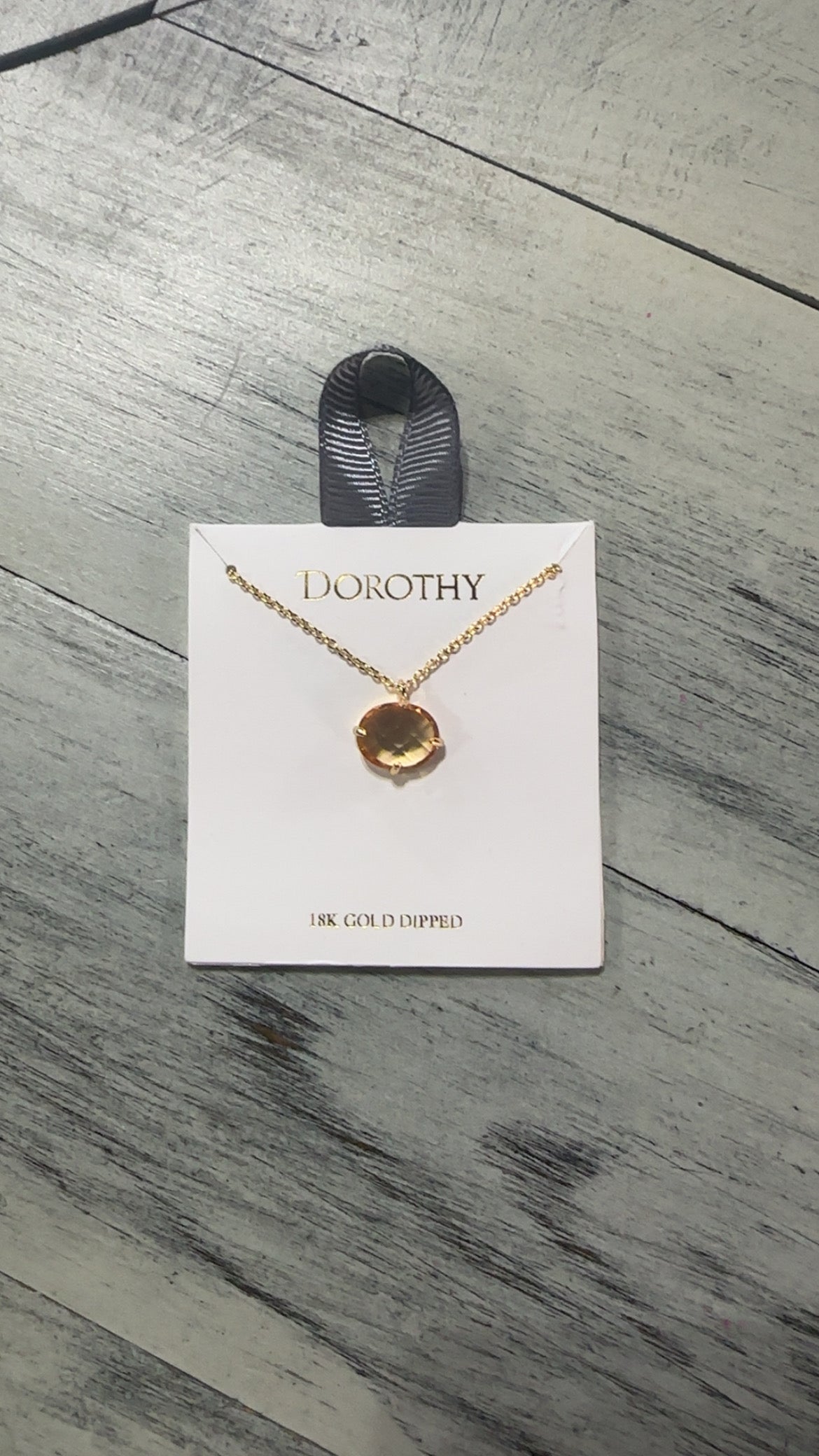 Gold Dipped Faceted Stone Pendant Necklace