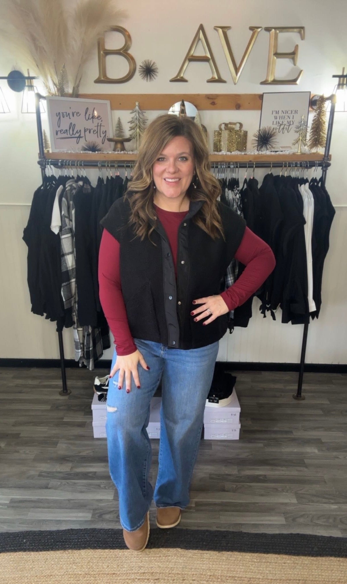 Black Fleece Oversized Vest