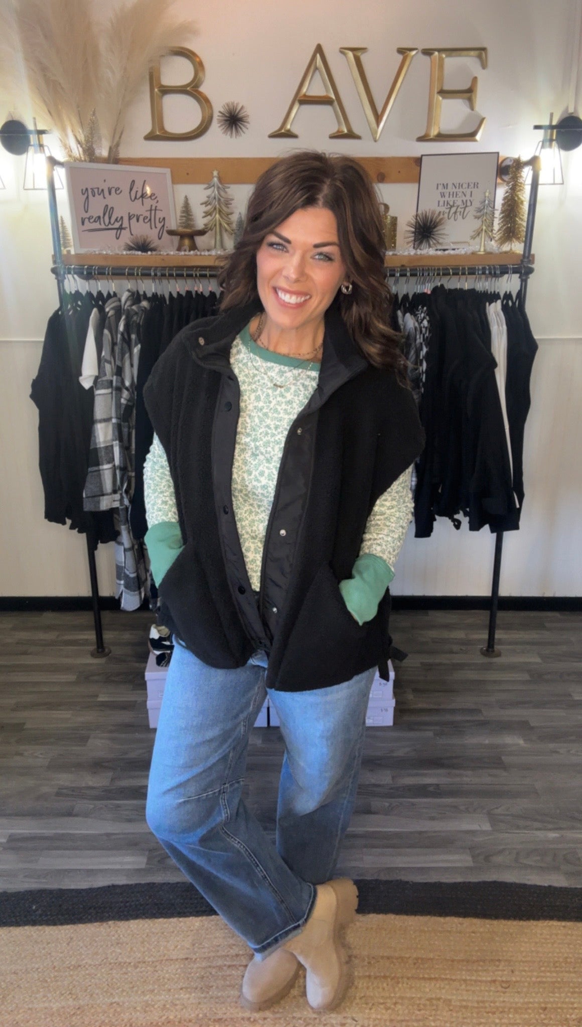 Black Fleece Oversized Vest