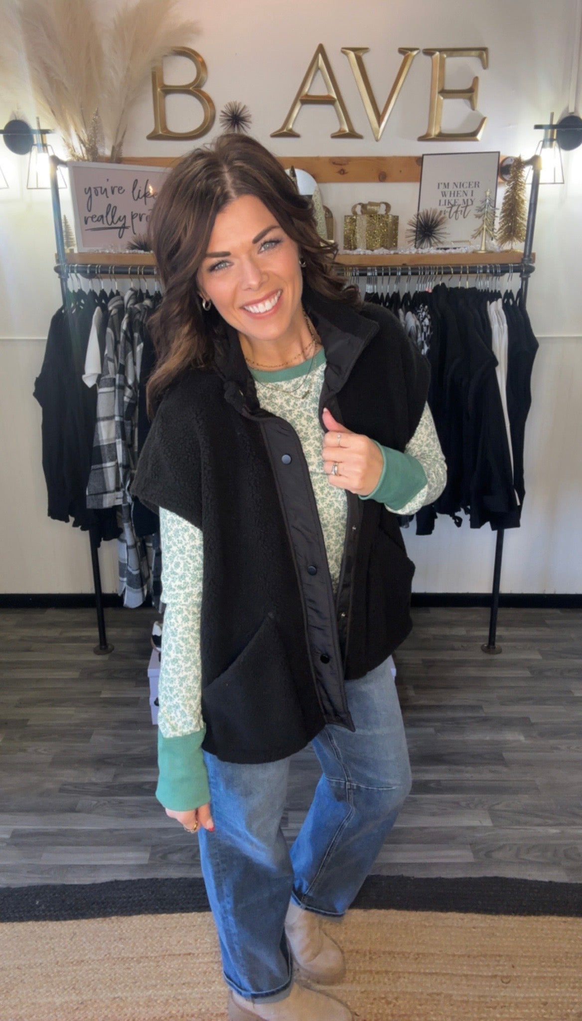 Black Fleece Oversized Vest