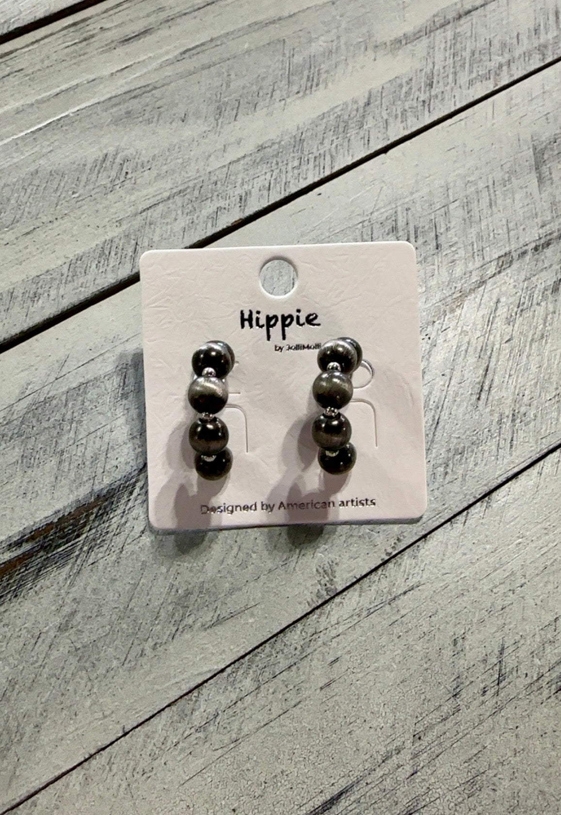 Navajo Pearl Ball Bead Hoop Earrings