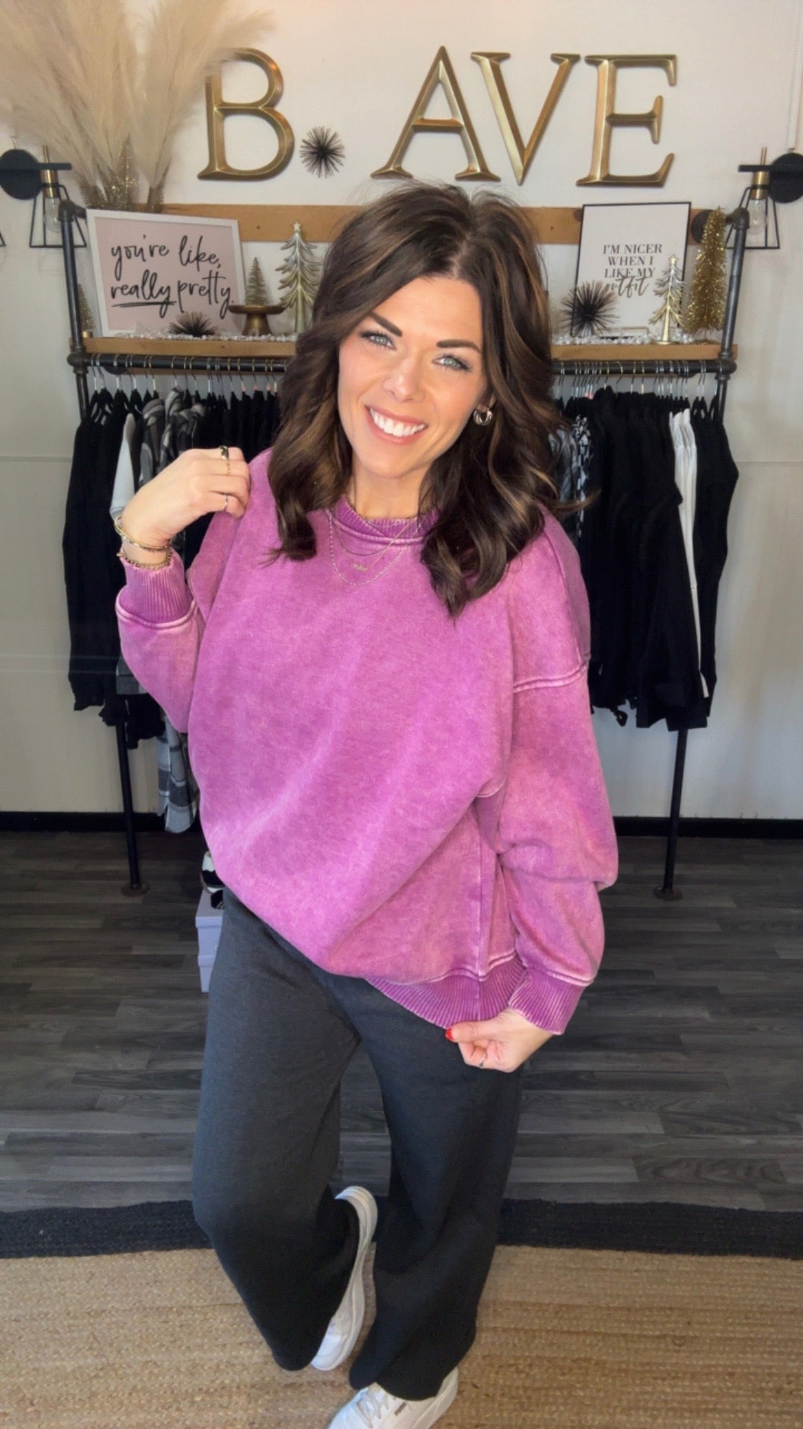 Light Plum Acid Wash Pullover