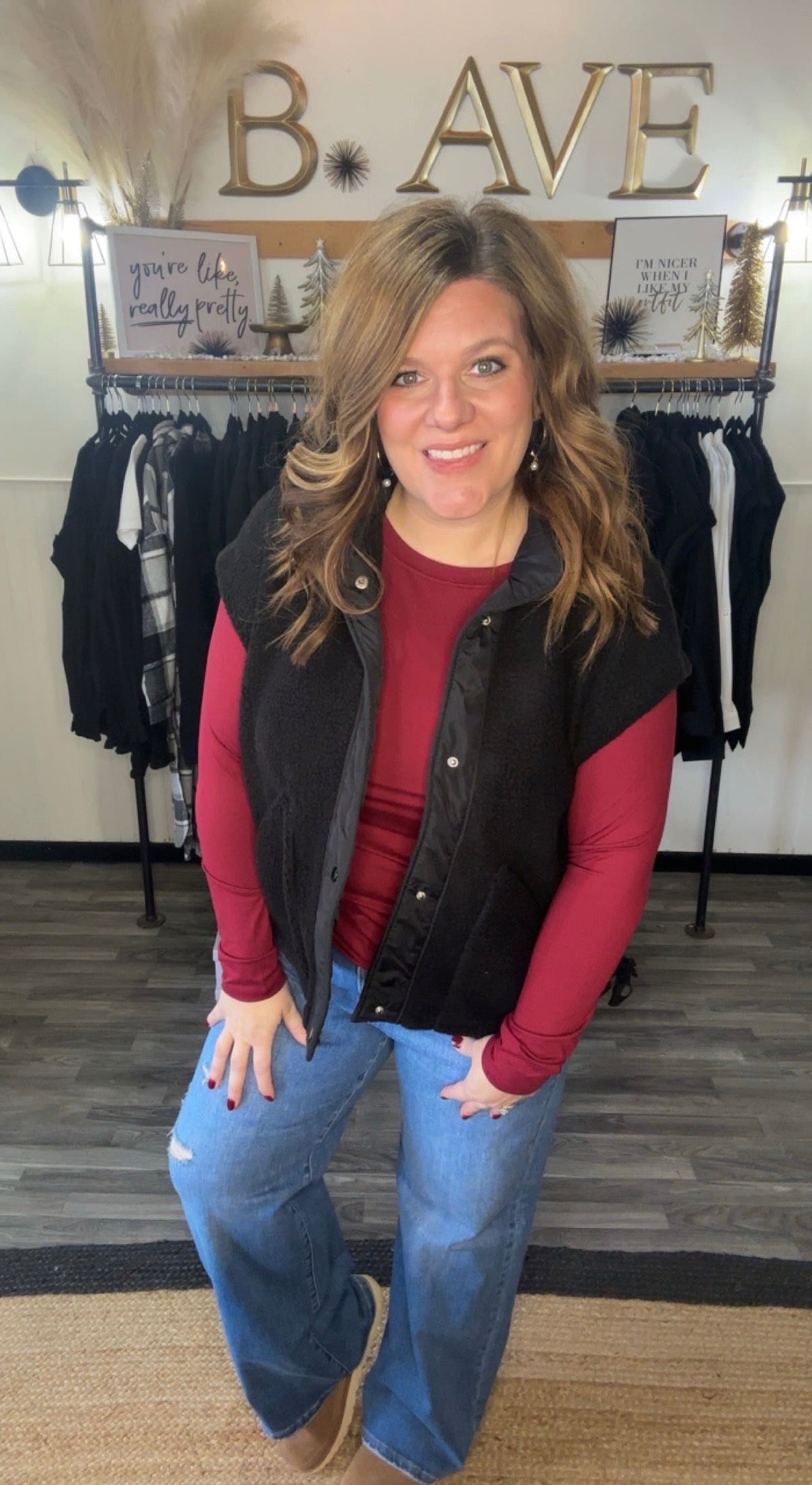 Black Fleece Oversized Vest