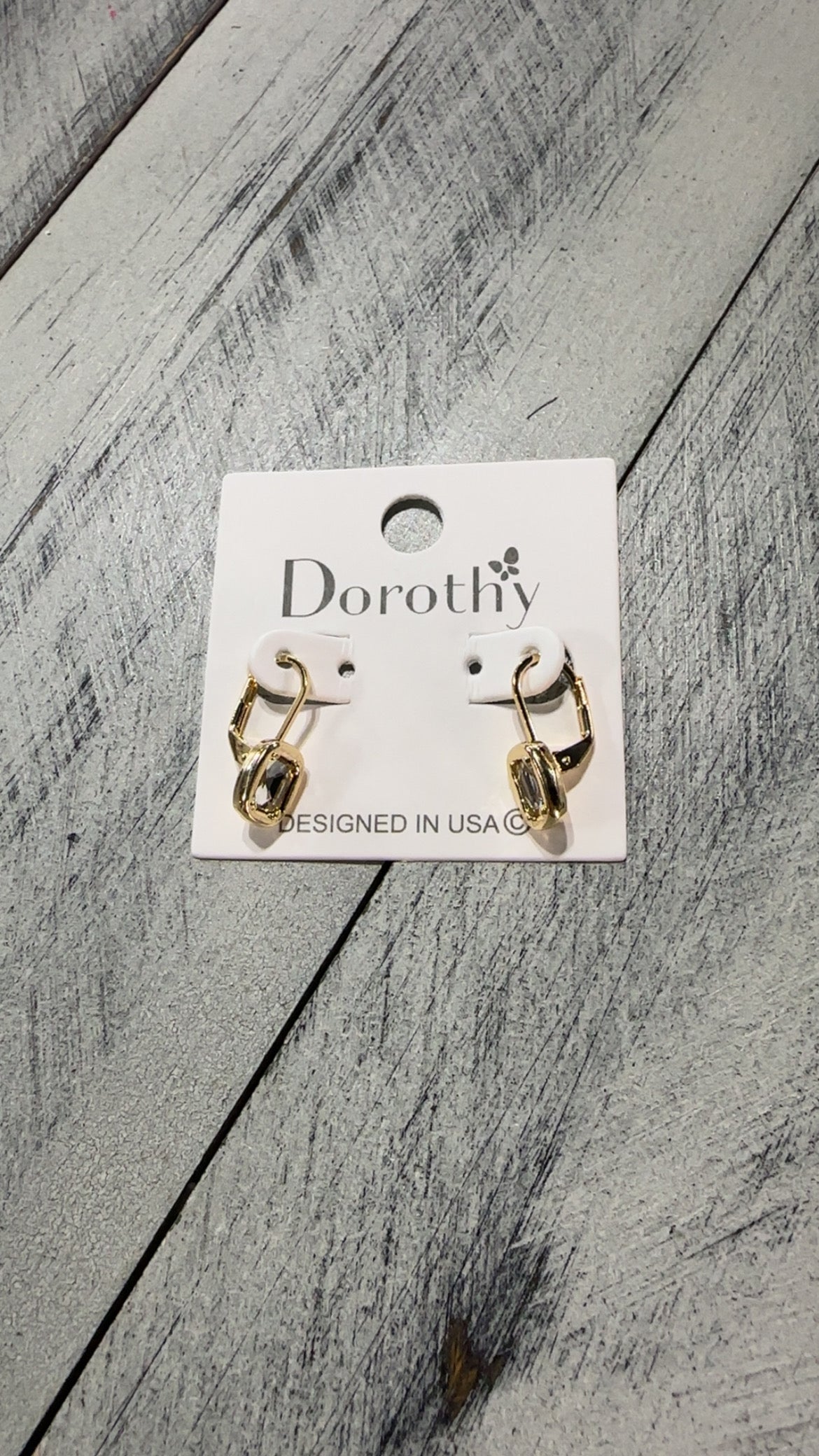 Rectangle Crystal Huggie Earrings