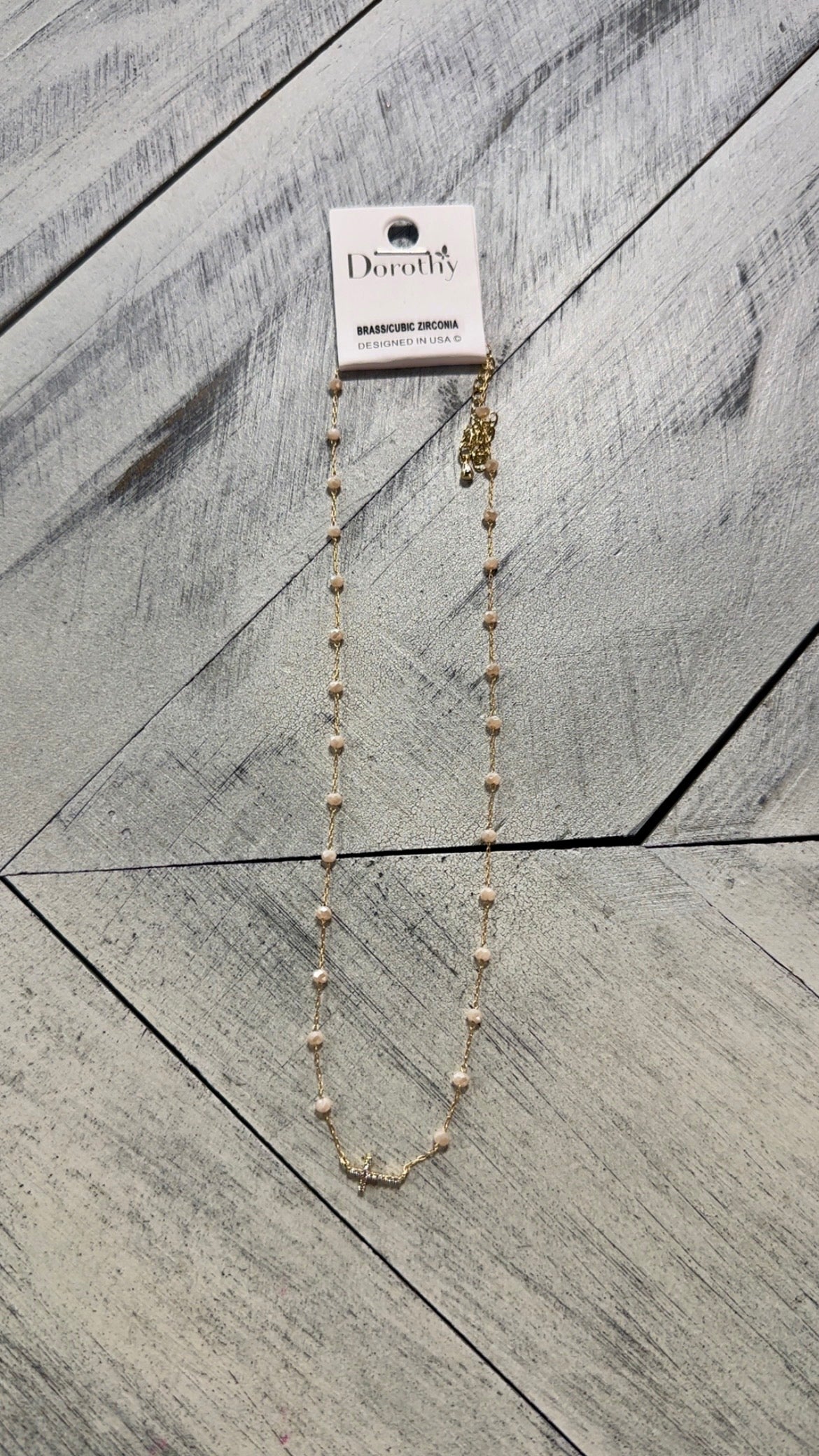 Crystal Beaded Cross Necklace