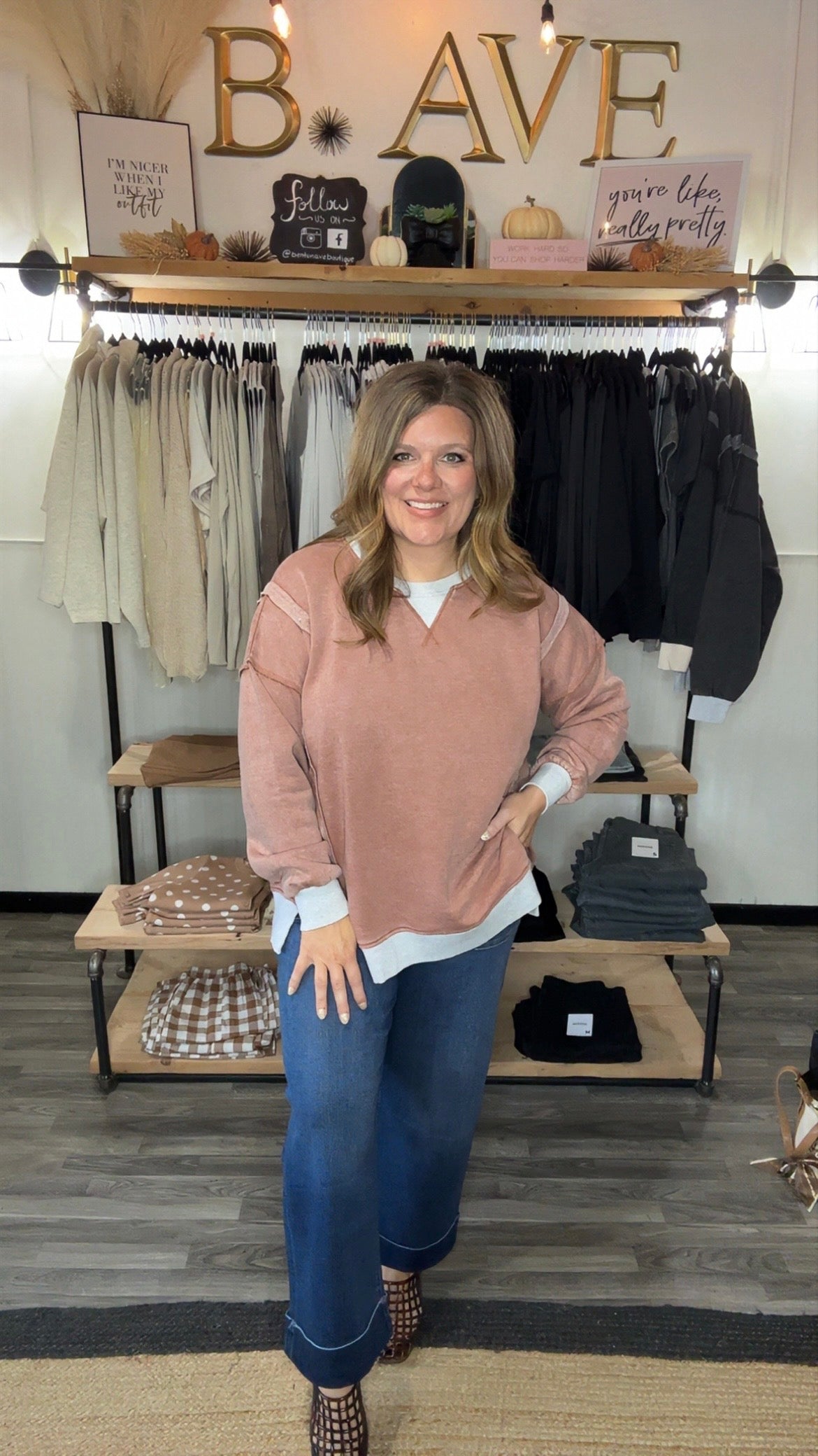 Acid Washed Fleece Contrast Trim Pullover