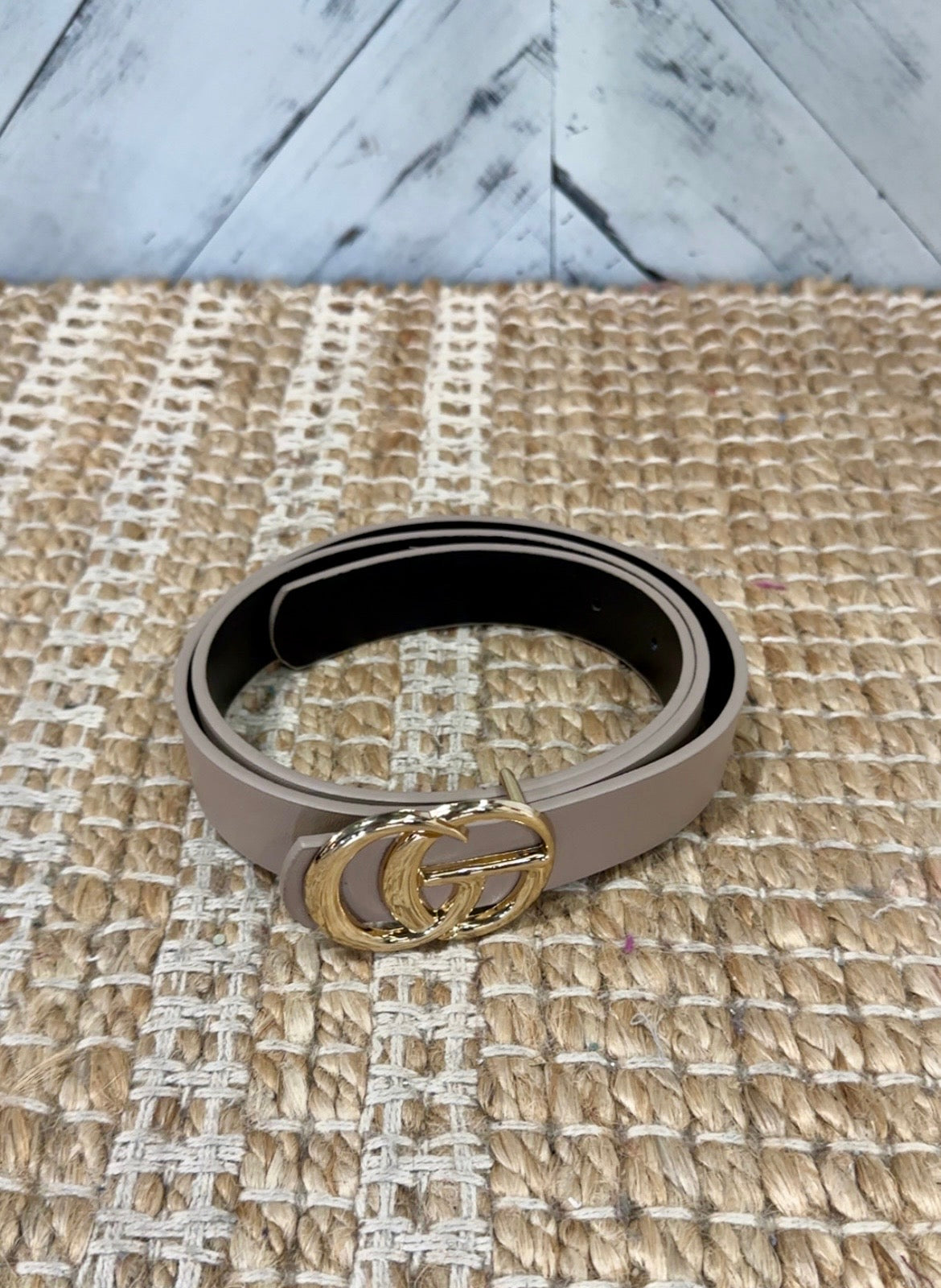 Gold Buckle Faux Leather Belt