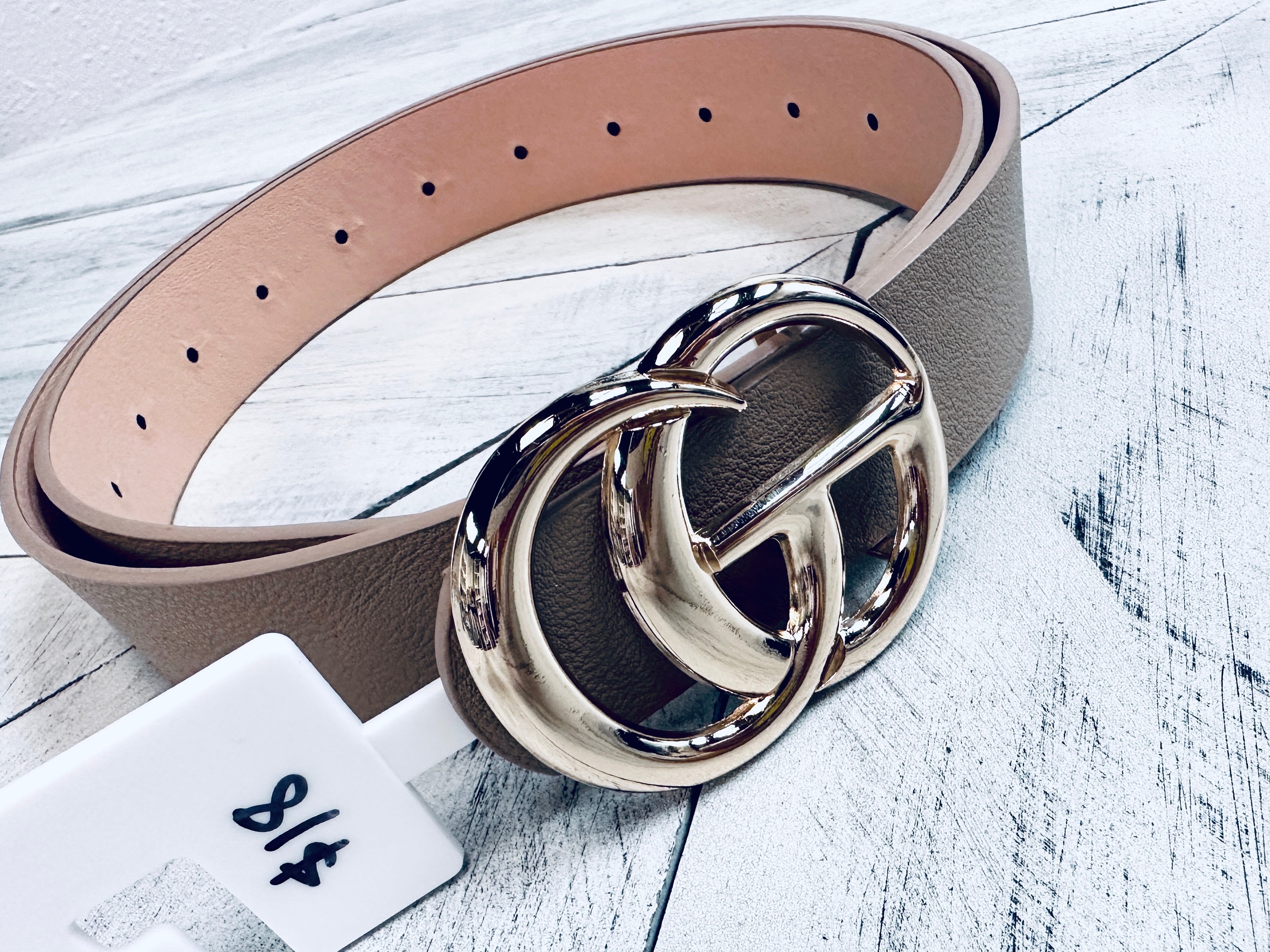Taupe Gold Buckle Belt