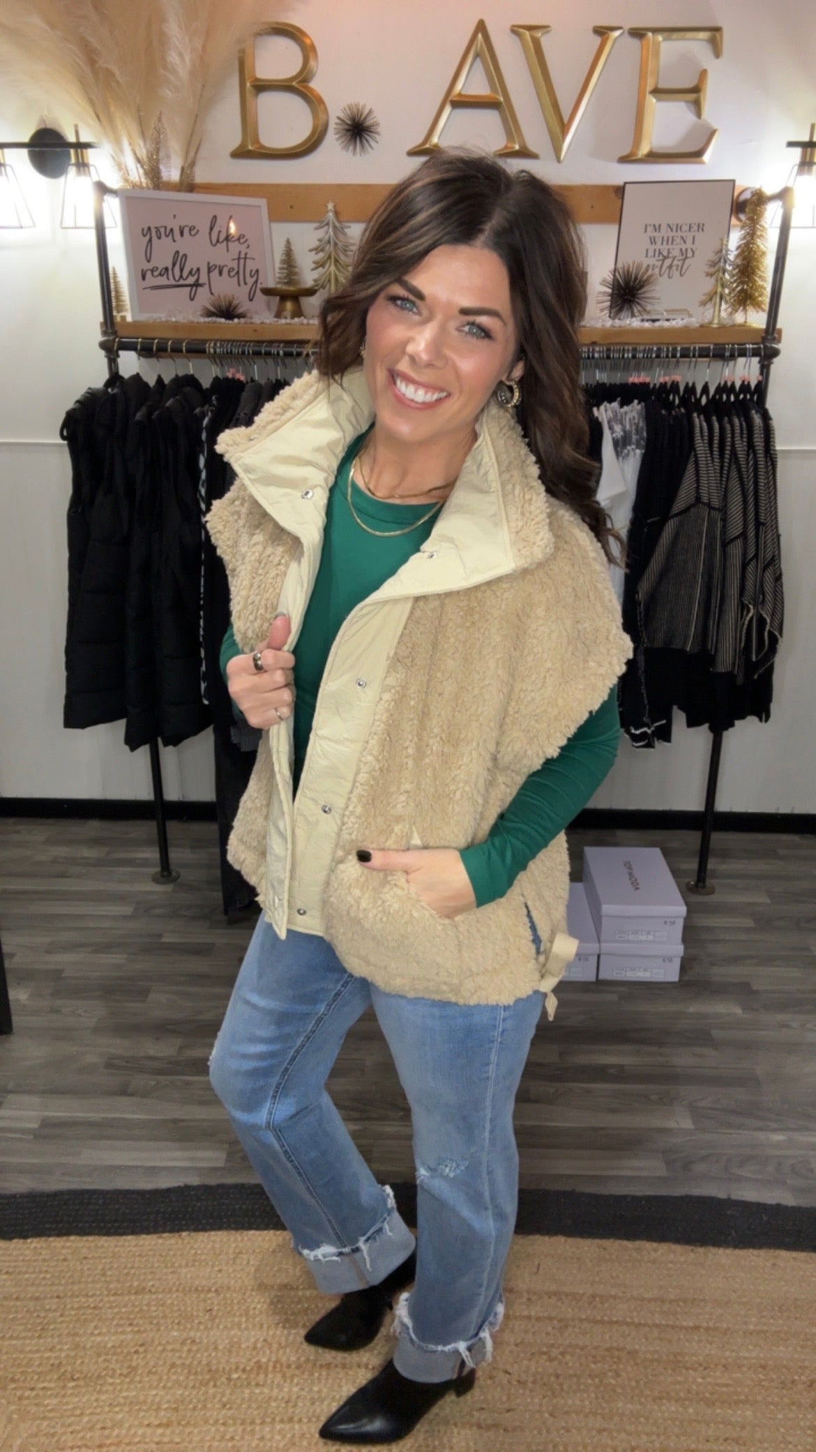 Oatmeal Oversized Soft Sherpa Vest