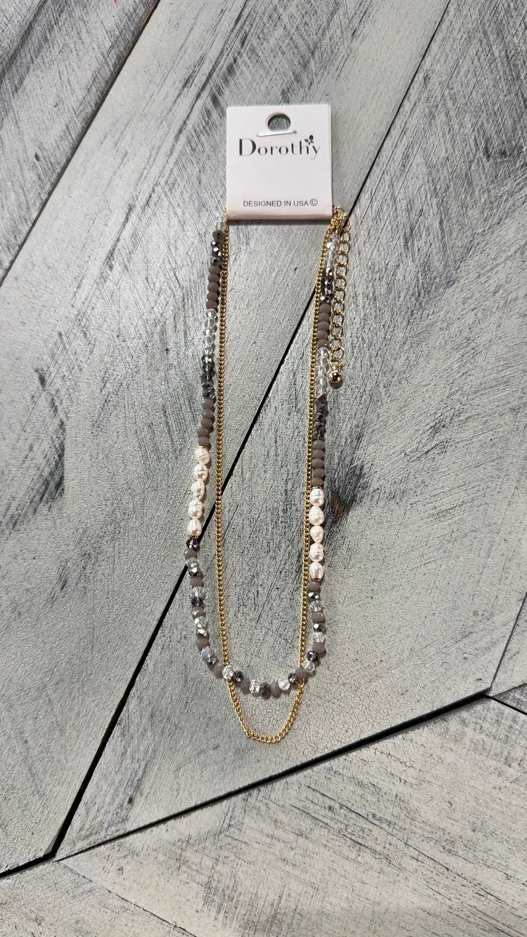 2 Layer Bead & Pearl Chain Necklace