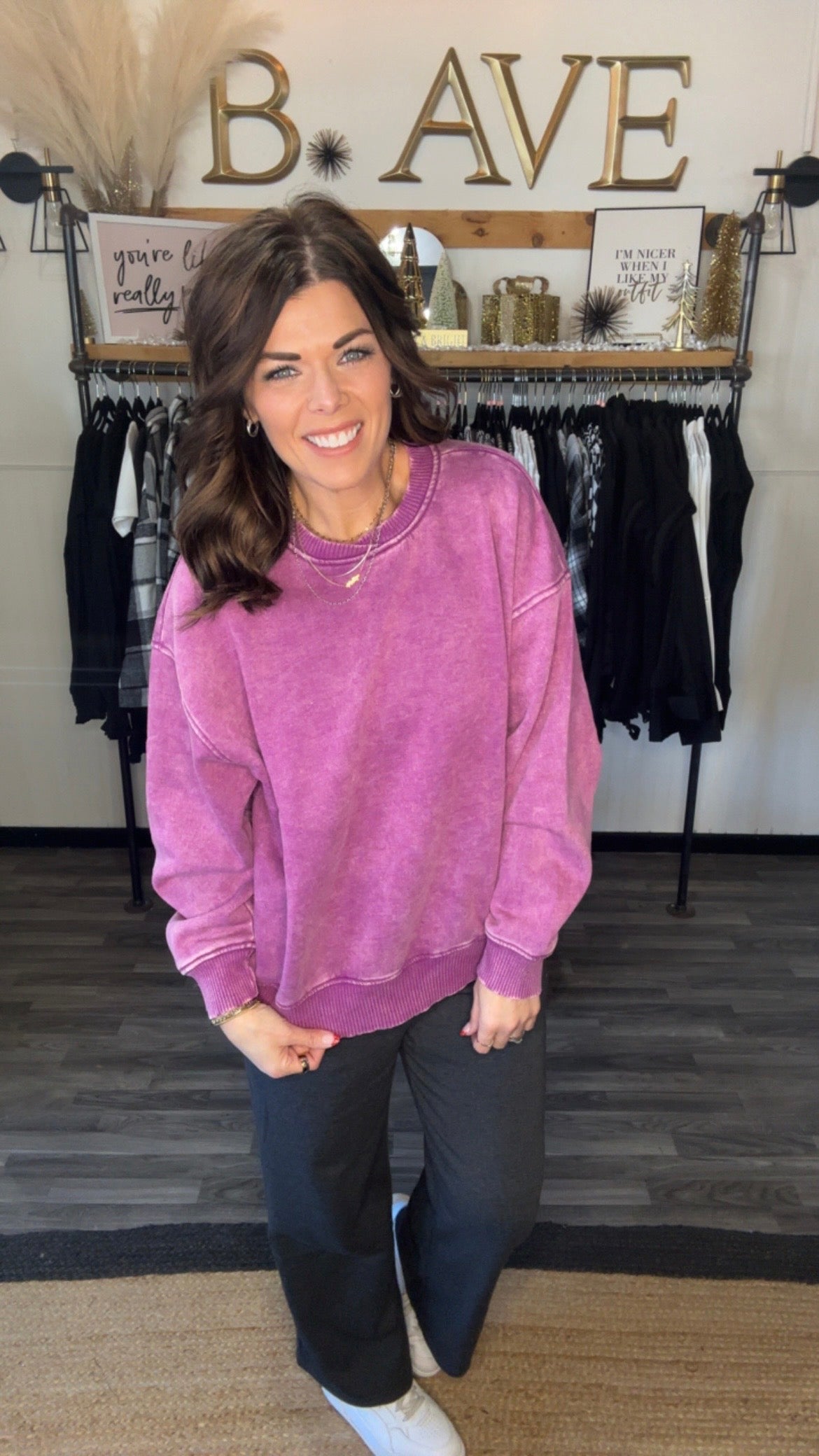 Light Plum Acid Wash Pullover