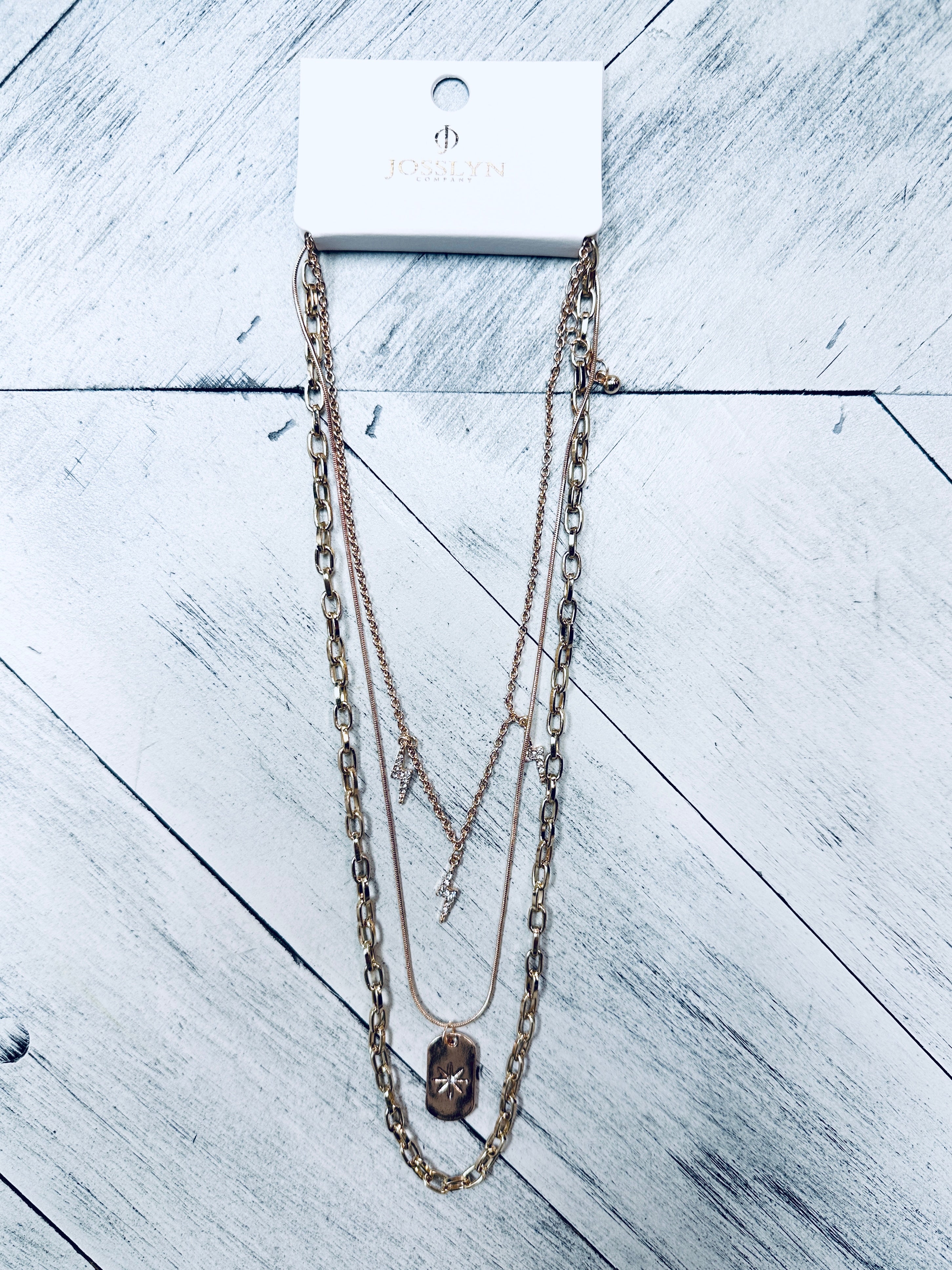 Gold Layered Lighting Bolt Necklace