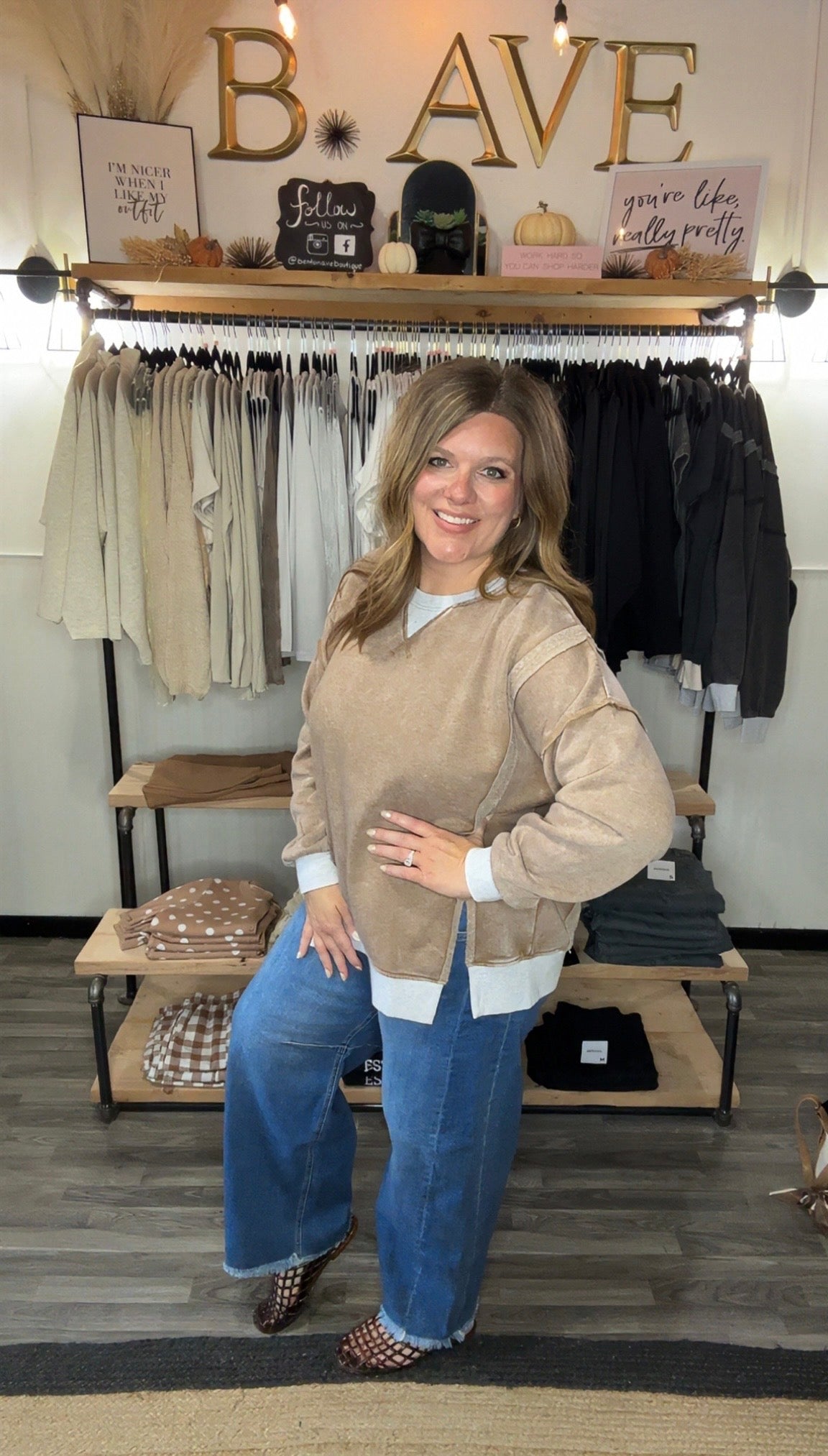 Acid Washed Fleece Contrast Trim Pullover