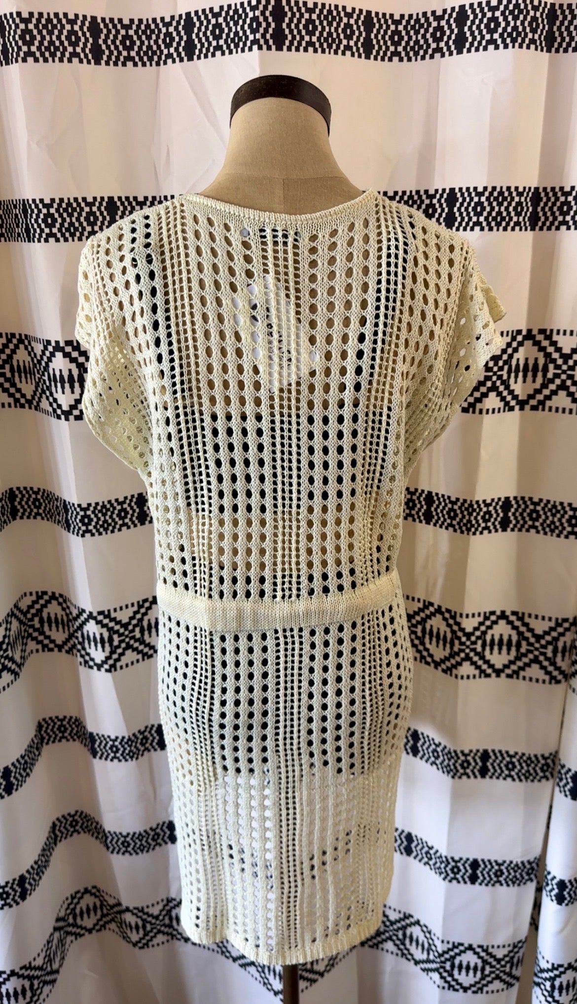 Cream Open Knit Beach Cover Up Dress
