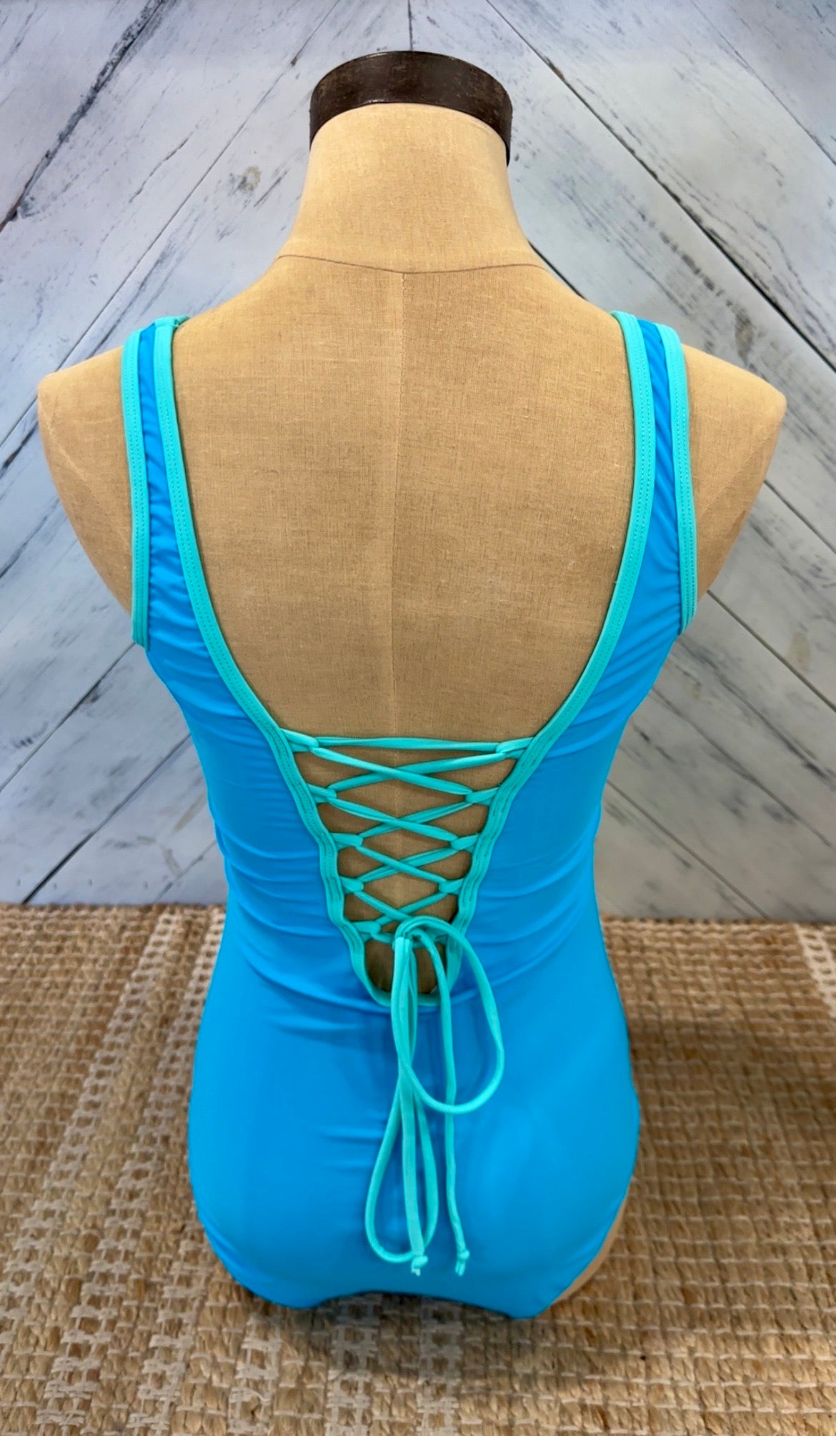 Sky Blue Lace-Up Swimsuit