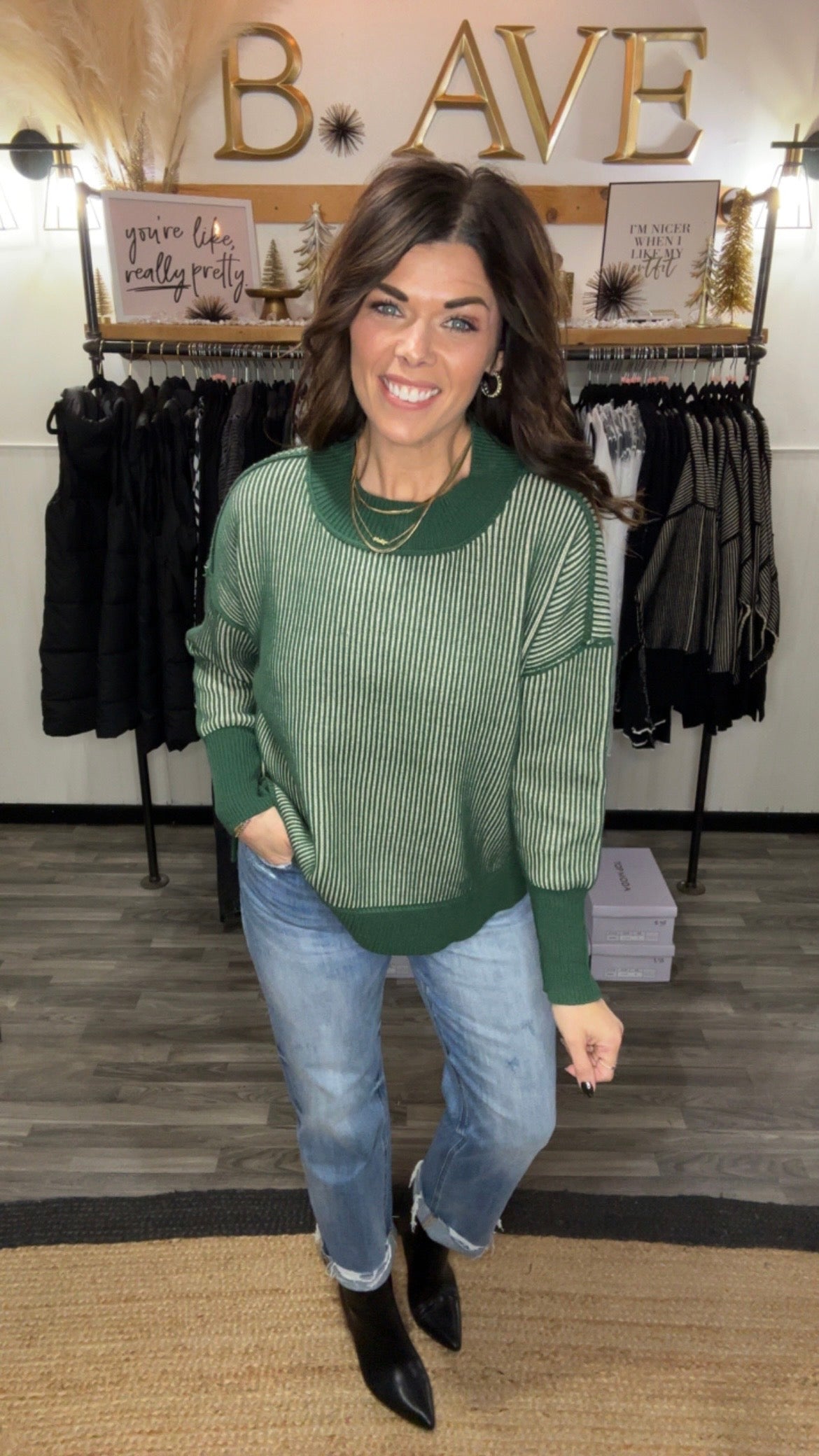 Two-Tone Exposed Seam Sweater