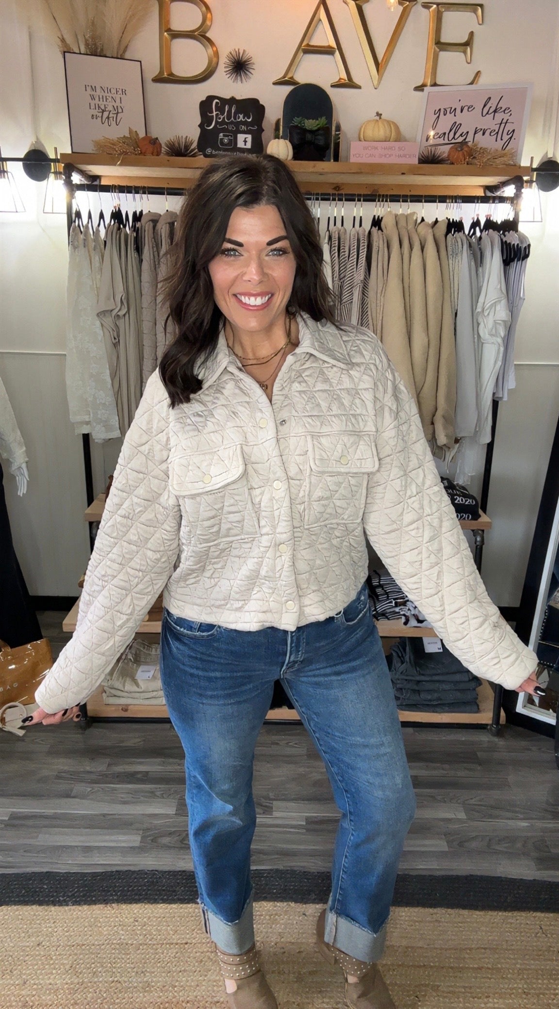 Oatmeal Quilted Jacket