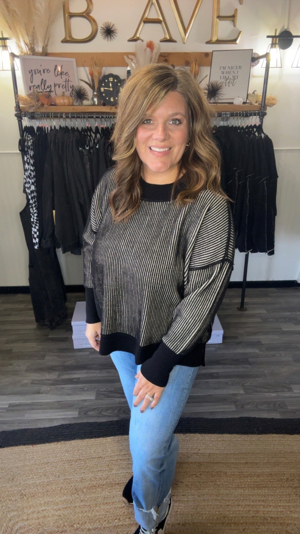 Two-Tone Exposed Seam Sweater