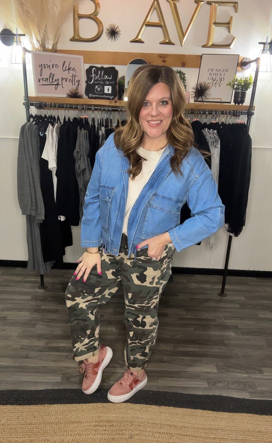 Risen Medium Wash Oversized Cargo Jacket