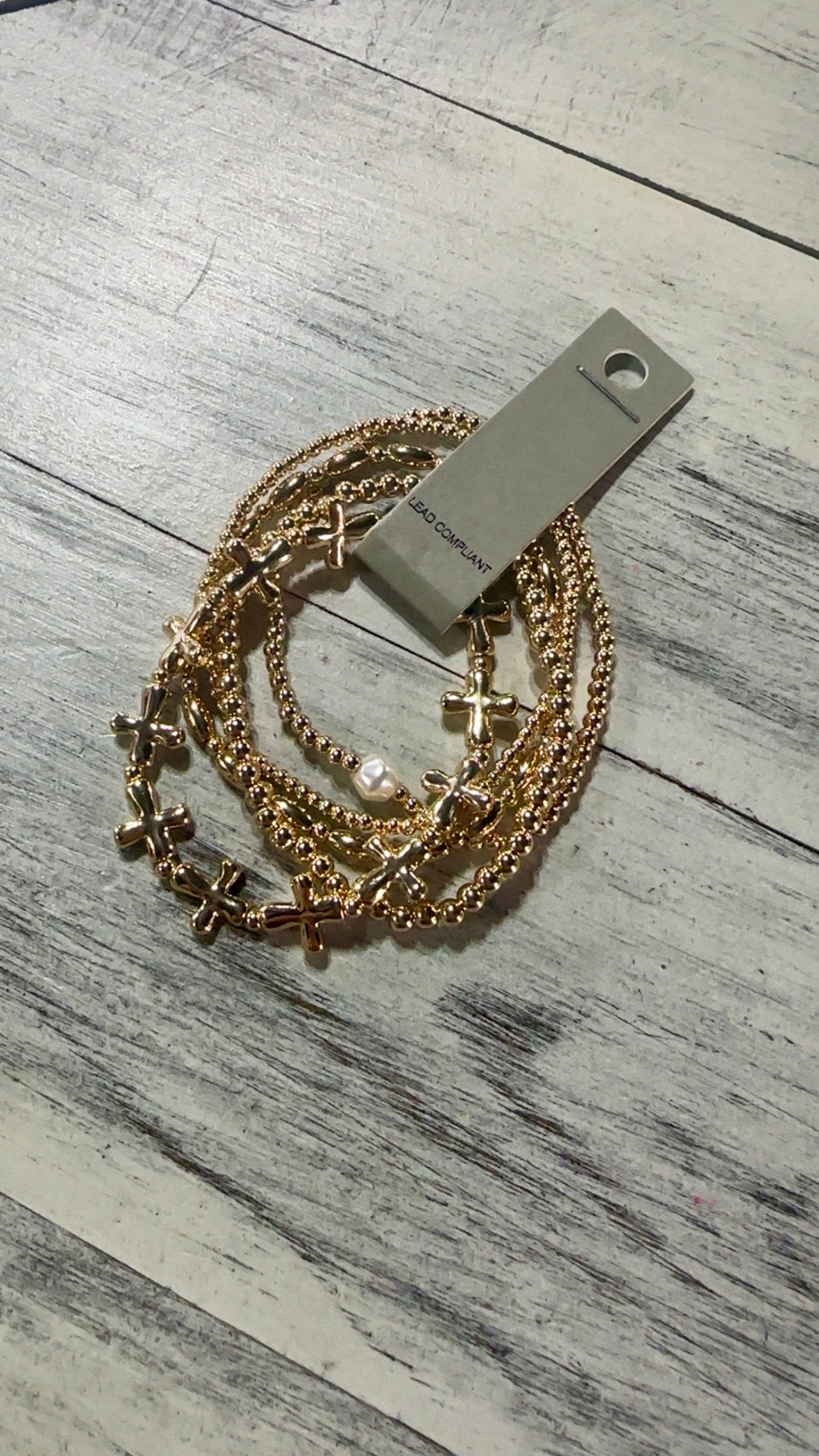 Cross Beaded Stretch Bracelet Set