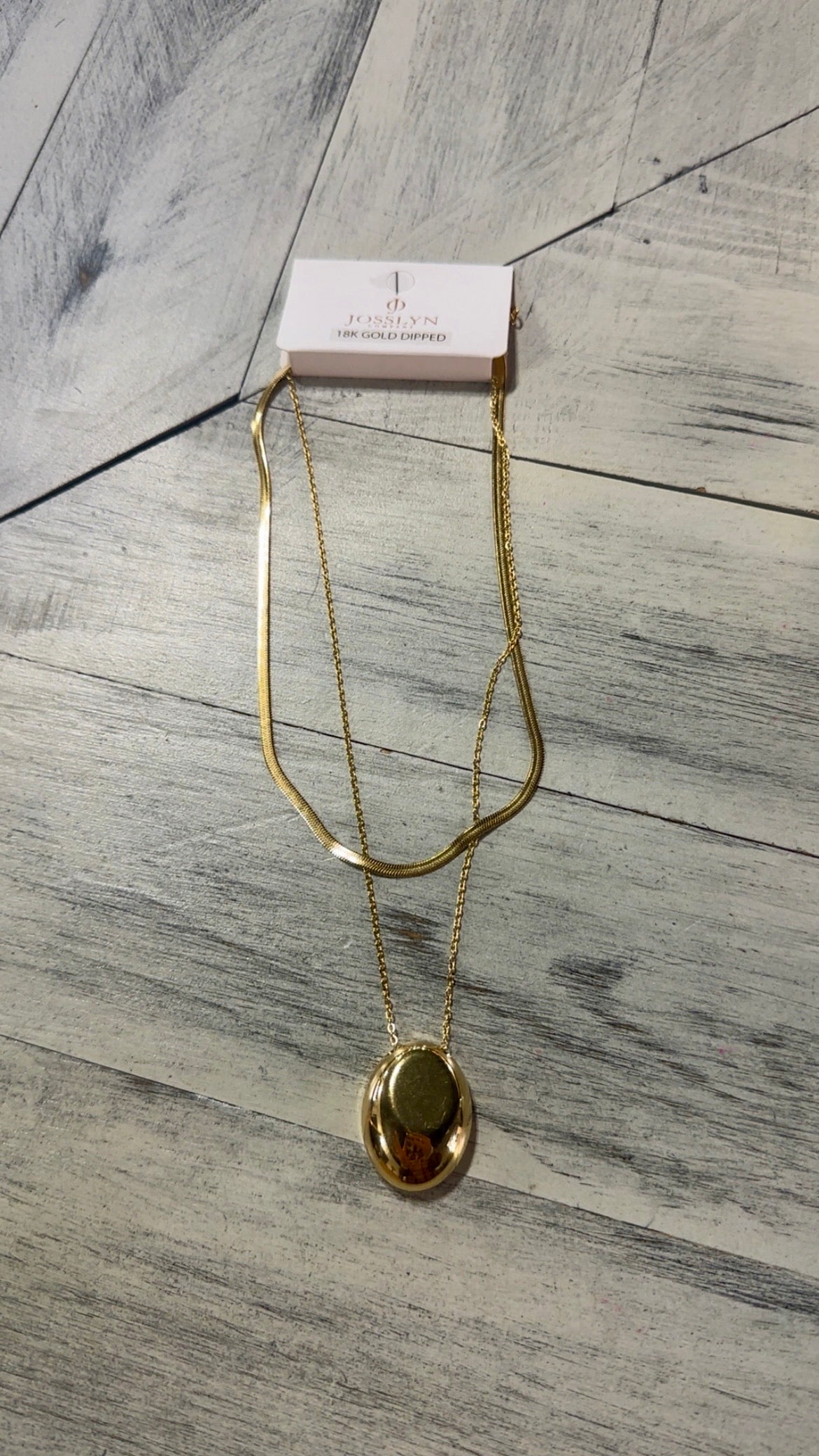 Gold Layered Bean Pendant Necklace
