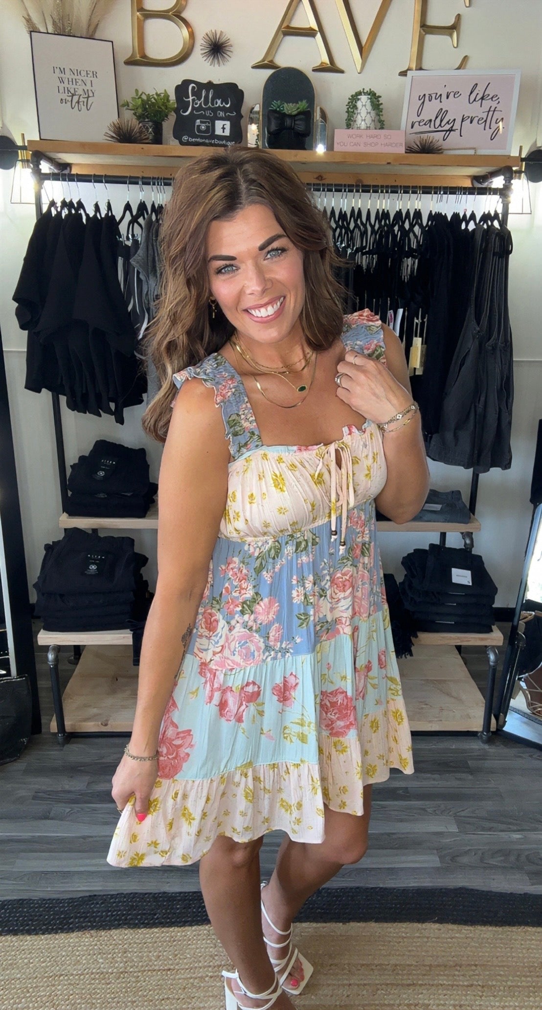 Ruffle Cap Sleeve Floral Tiered Dress
