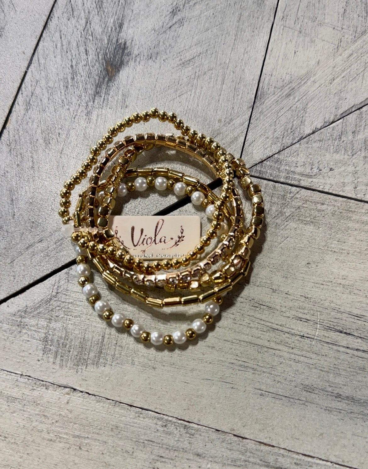 5 Layer Pearl Stretch Bracelet Set
