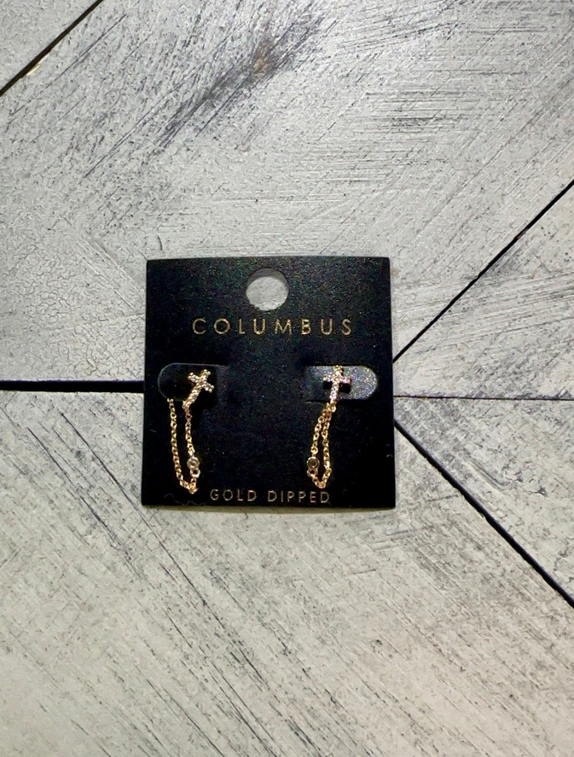Dainty Cross Dangle Chain Stud Earrings