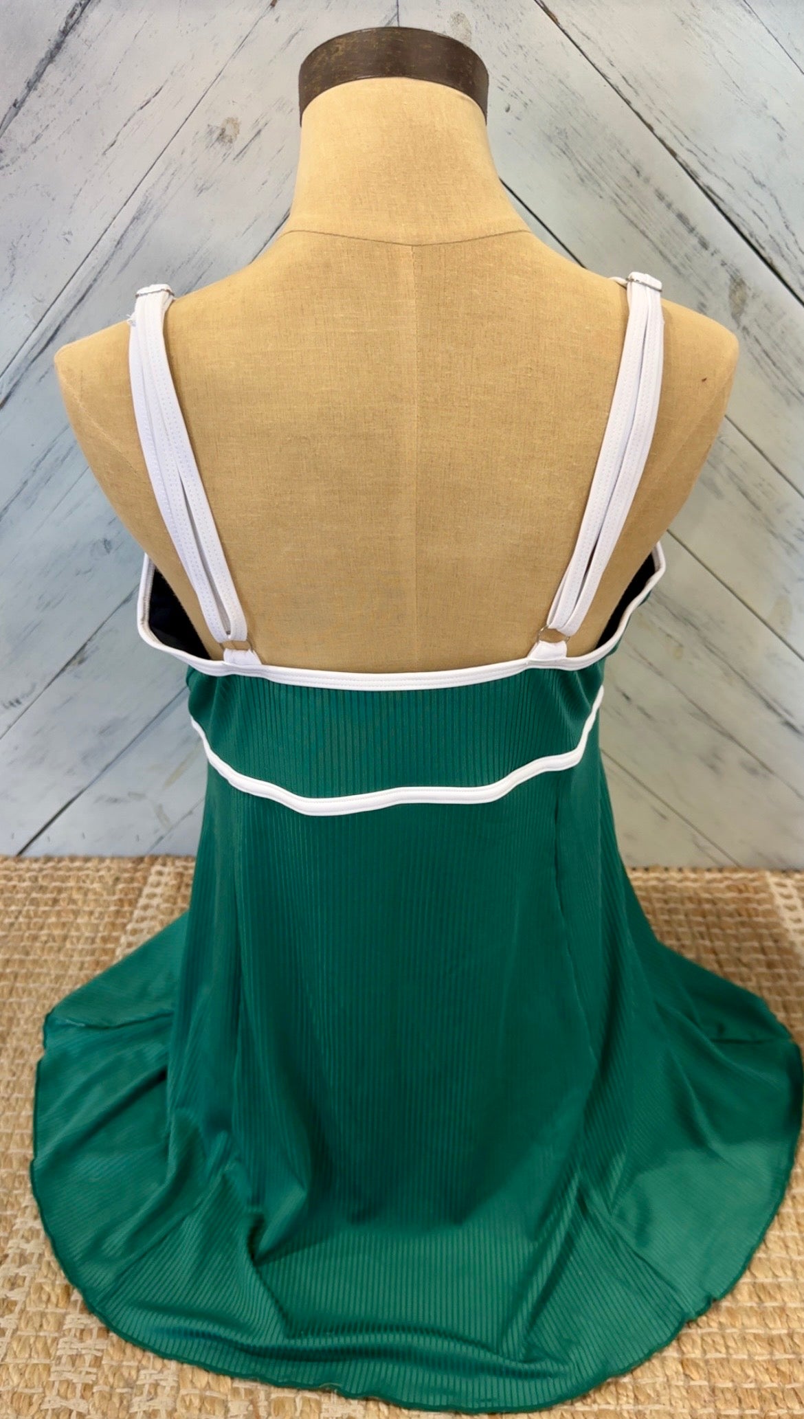 Emerald Green Ribbed 2 Piece Swim Dress
