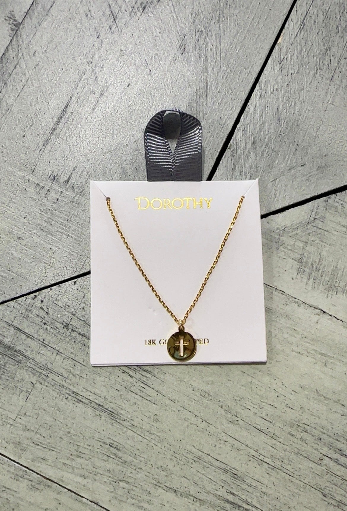 Gold Dipped Hollow Cross Circle Necklace
