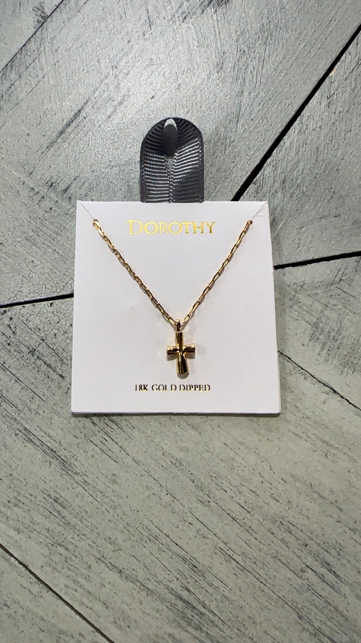 18K Gold Dipped Single Cross Necklace