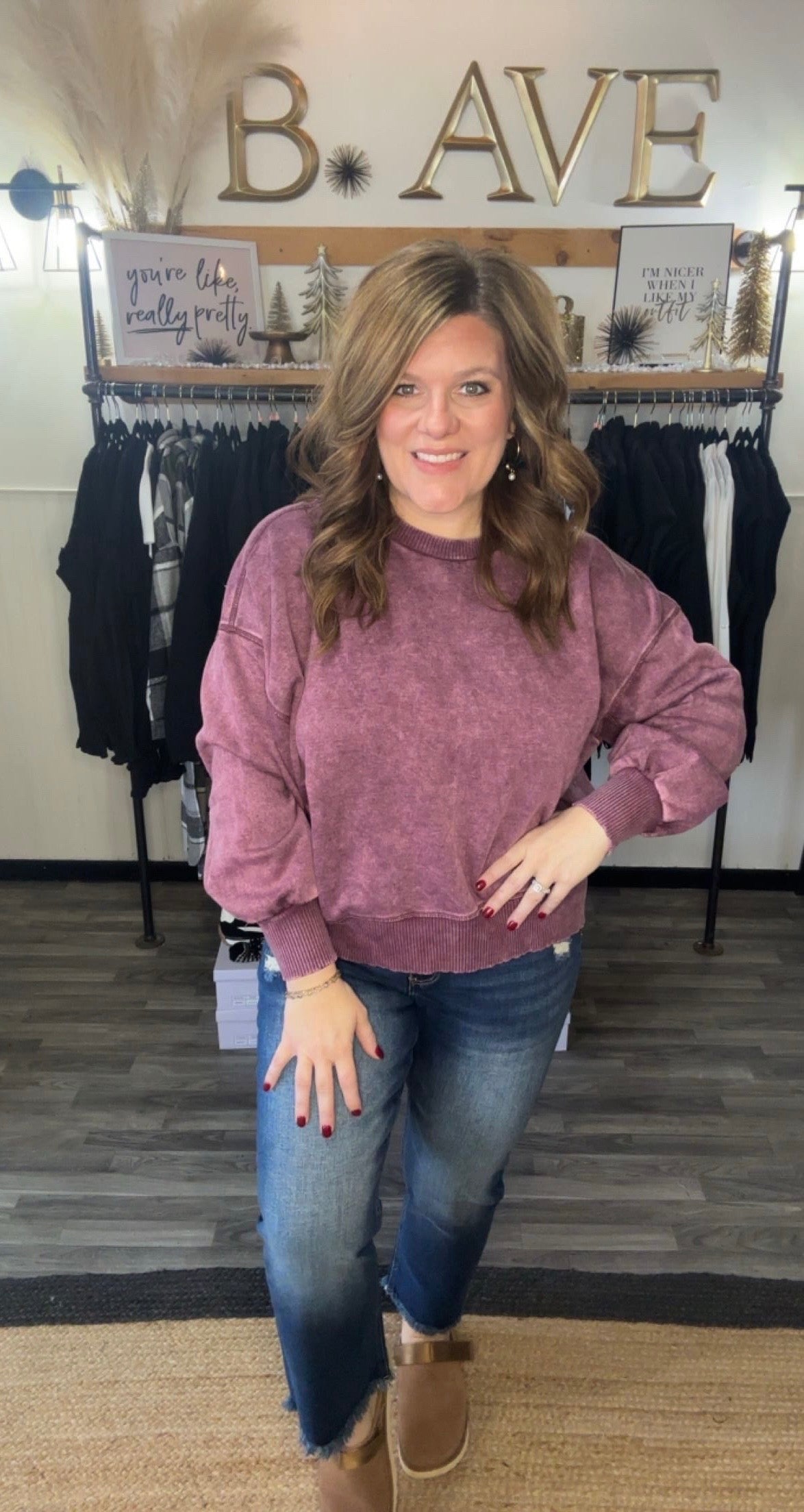 Eggplant Acid Wash Pullover