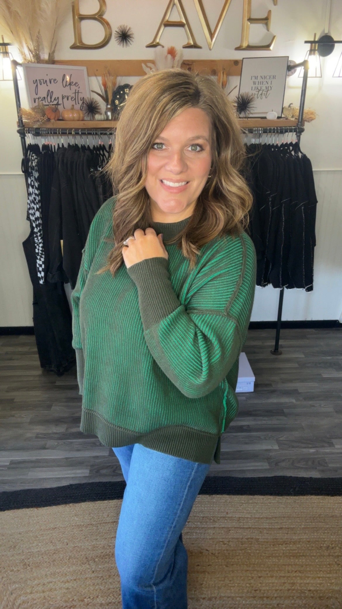 Two-Tone Exposed Seam Sweater