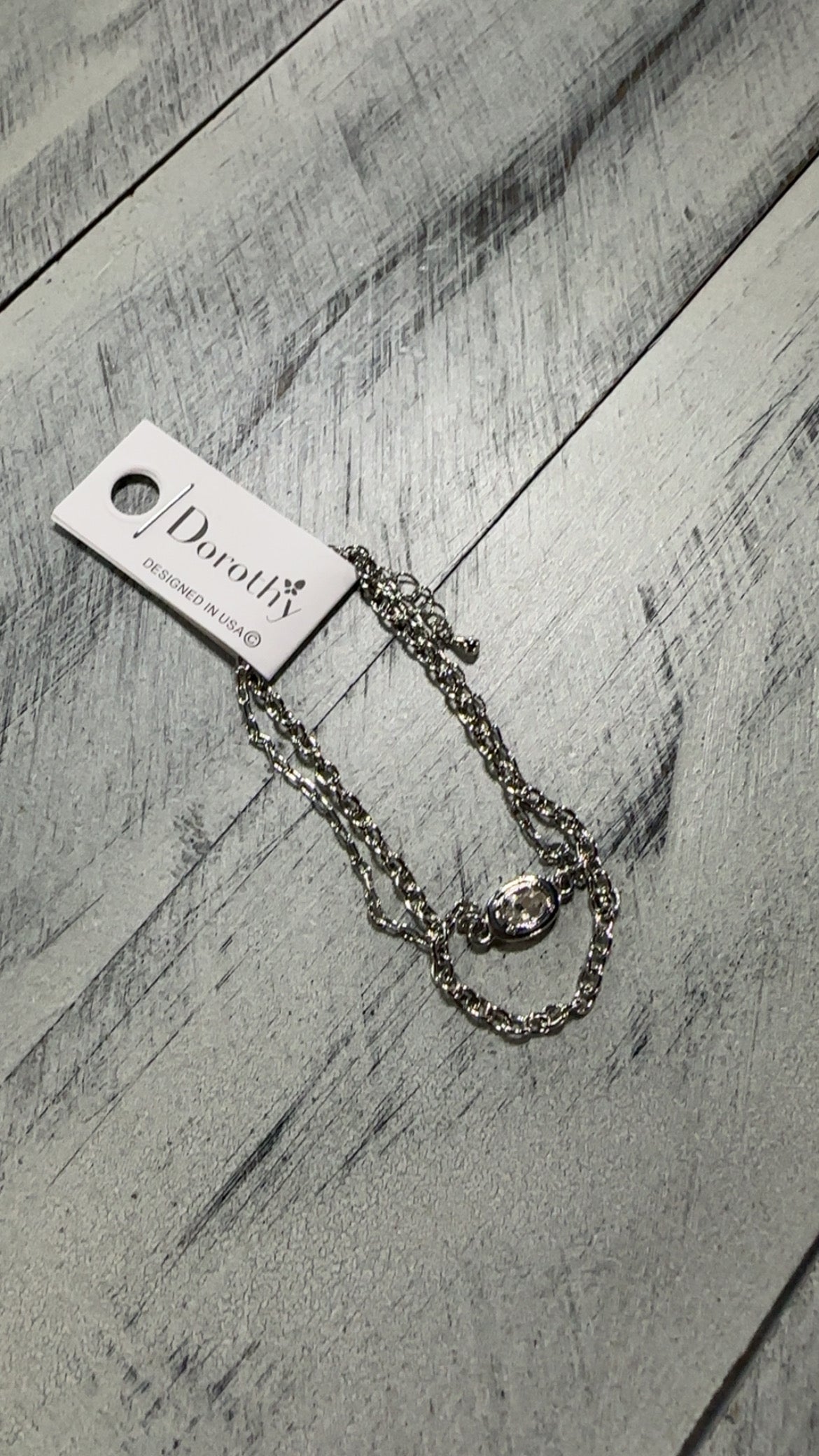 2 Layer Chain Link Crystal Accent Bracelet