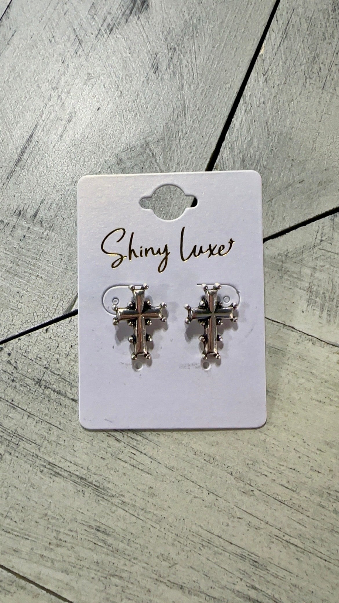 Antique Silver Cross Stud Earrings