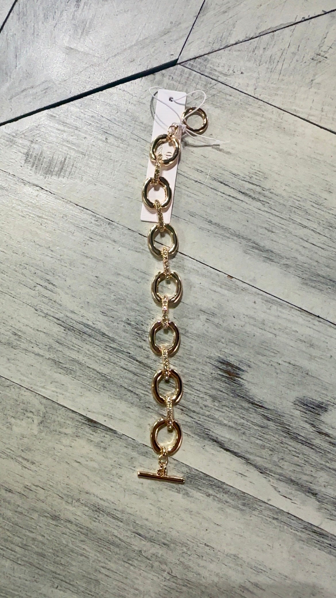Whimsical Crystal Chain Link Toggle Bracelet