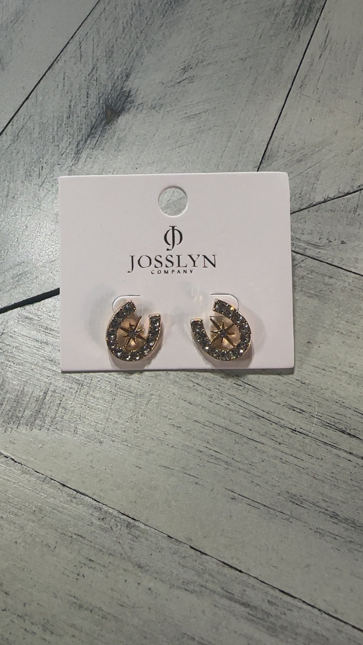 Crystal Horseshoe Star Stud Earrings
