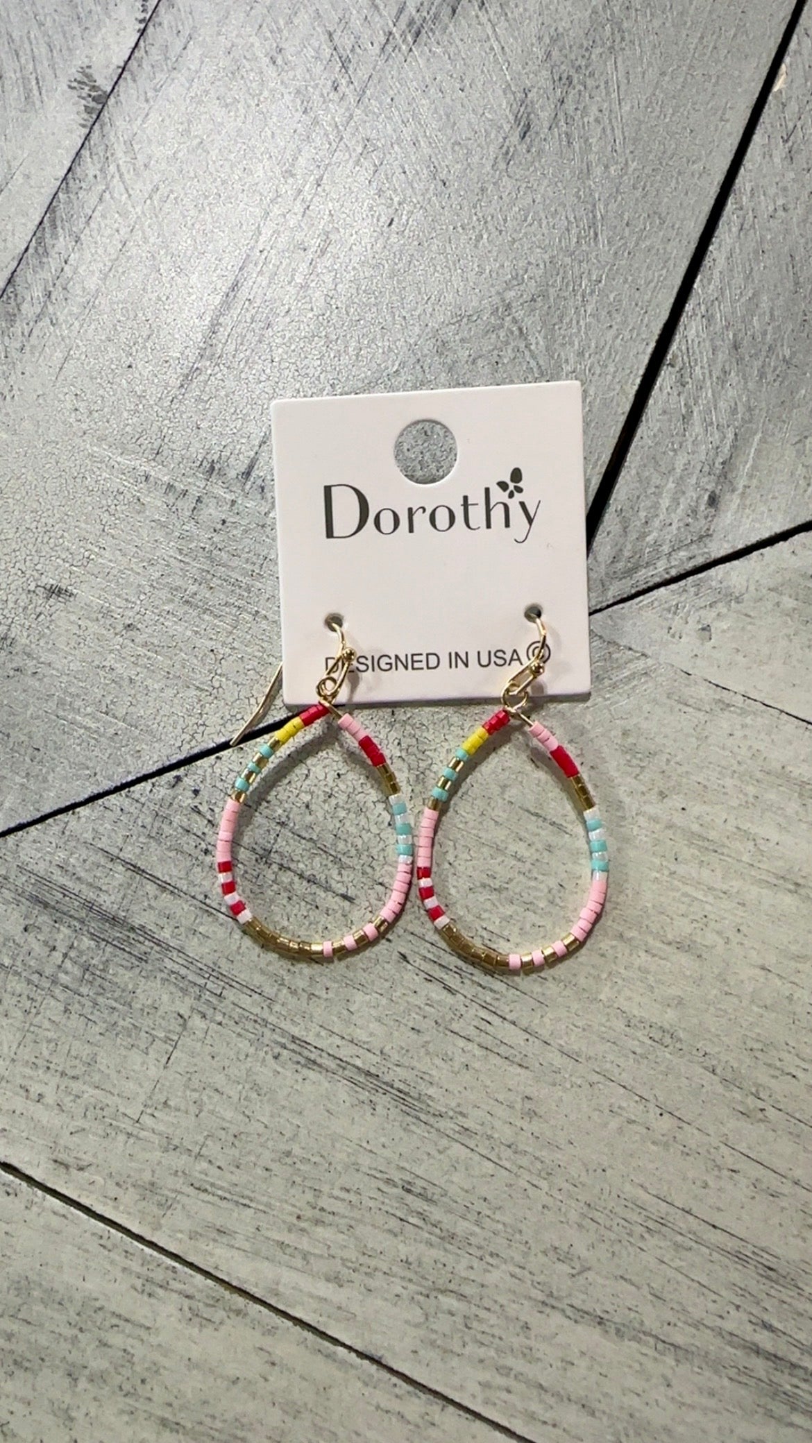 Thin Colorful Mini Bead Tear Drop Earrings
