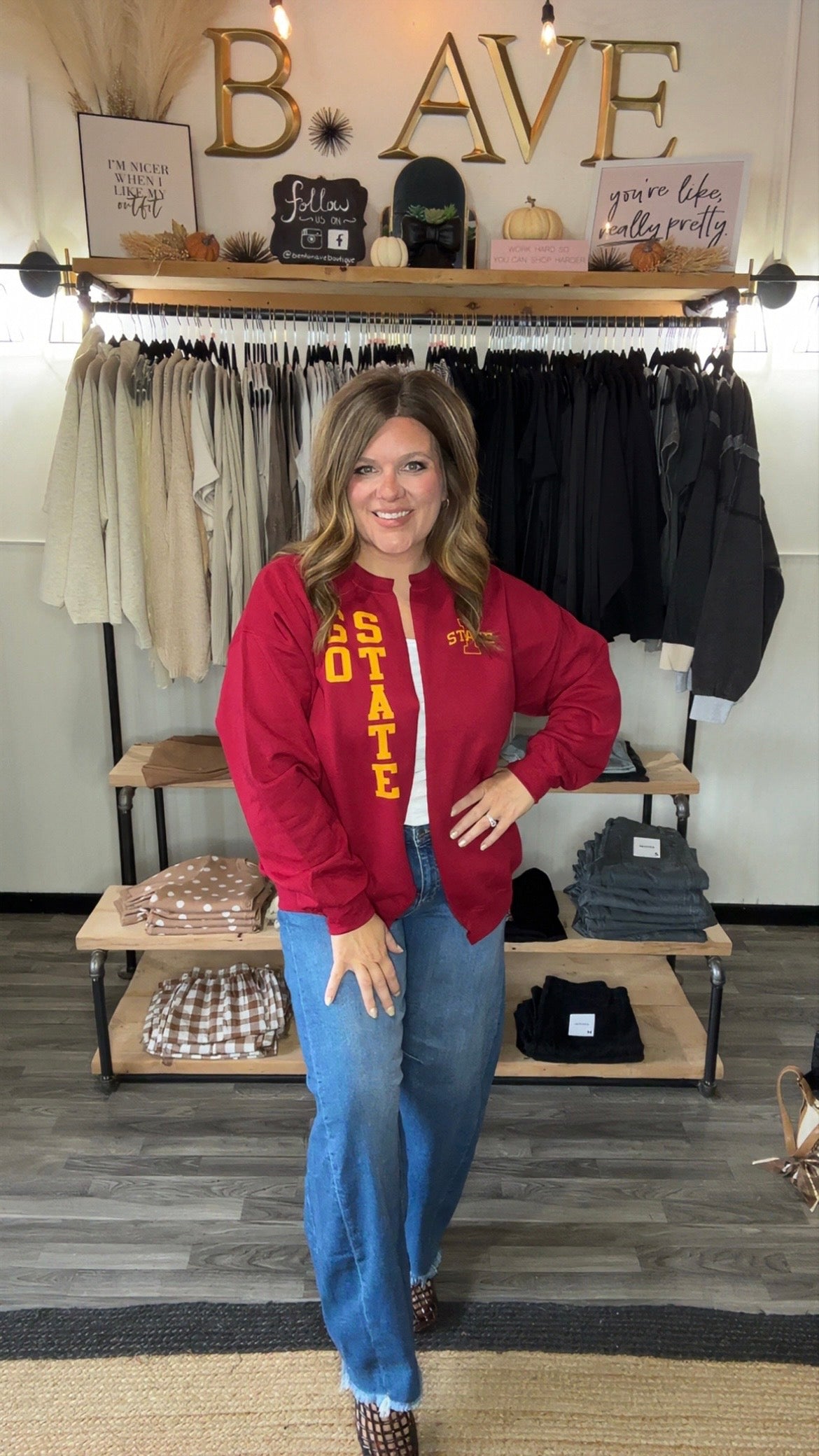 Go Hawks/Go State Split Crew Cardigan