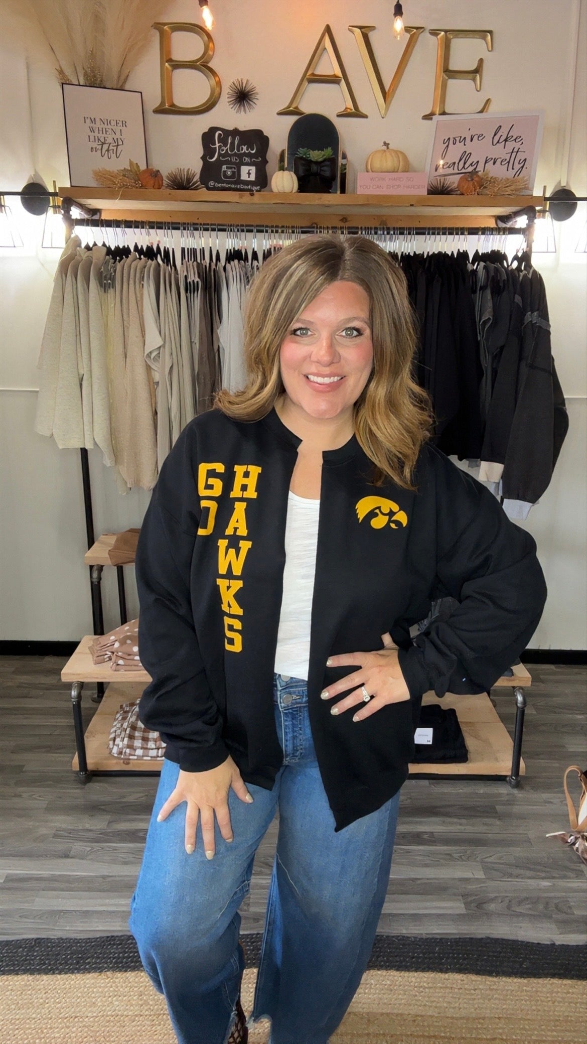 Go Hawks/Go State Split Crew Cardigan
