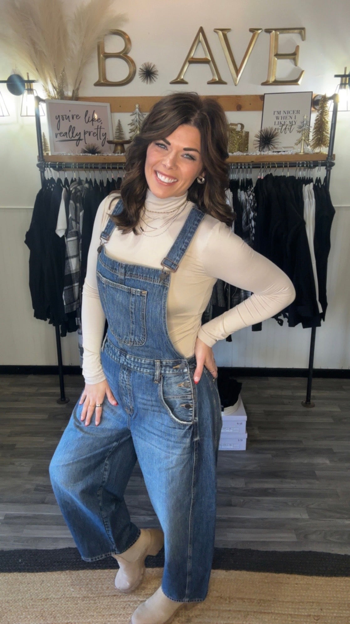 Cello Mid Waisted Barrel Overall