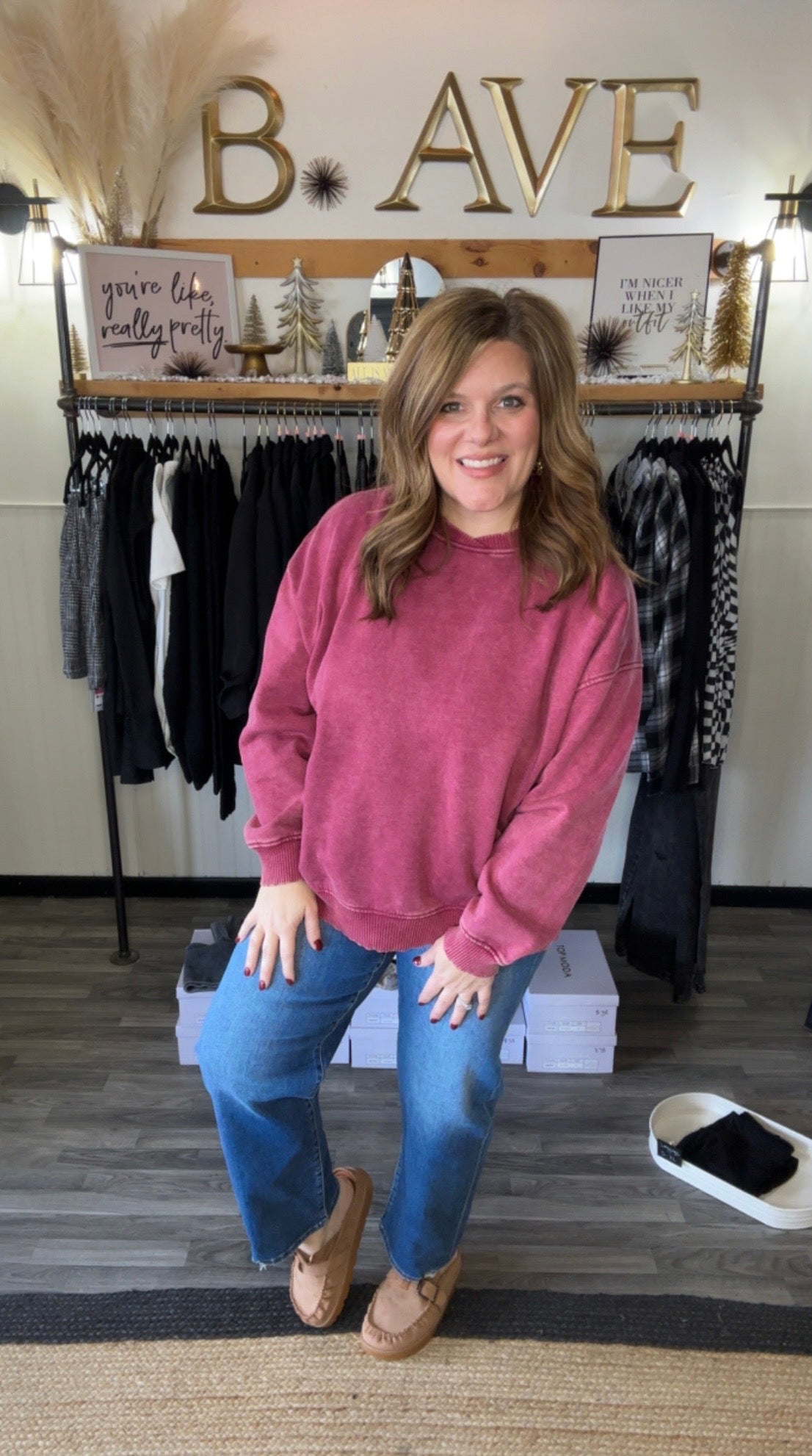 Burgundy Acid Wash Pullover