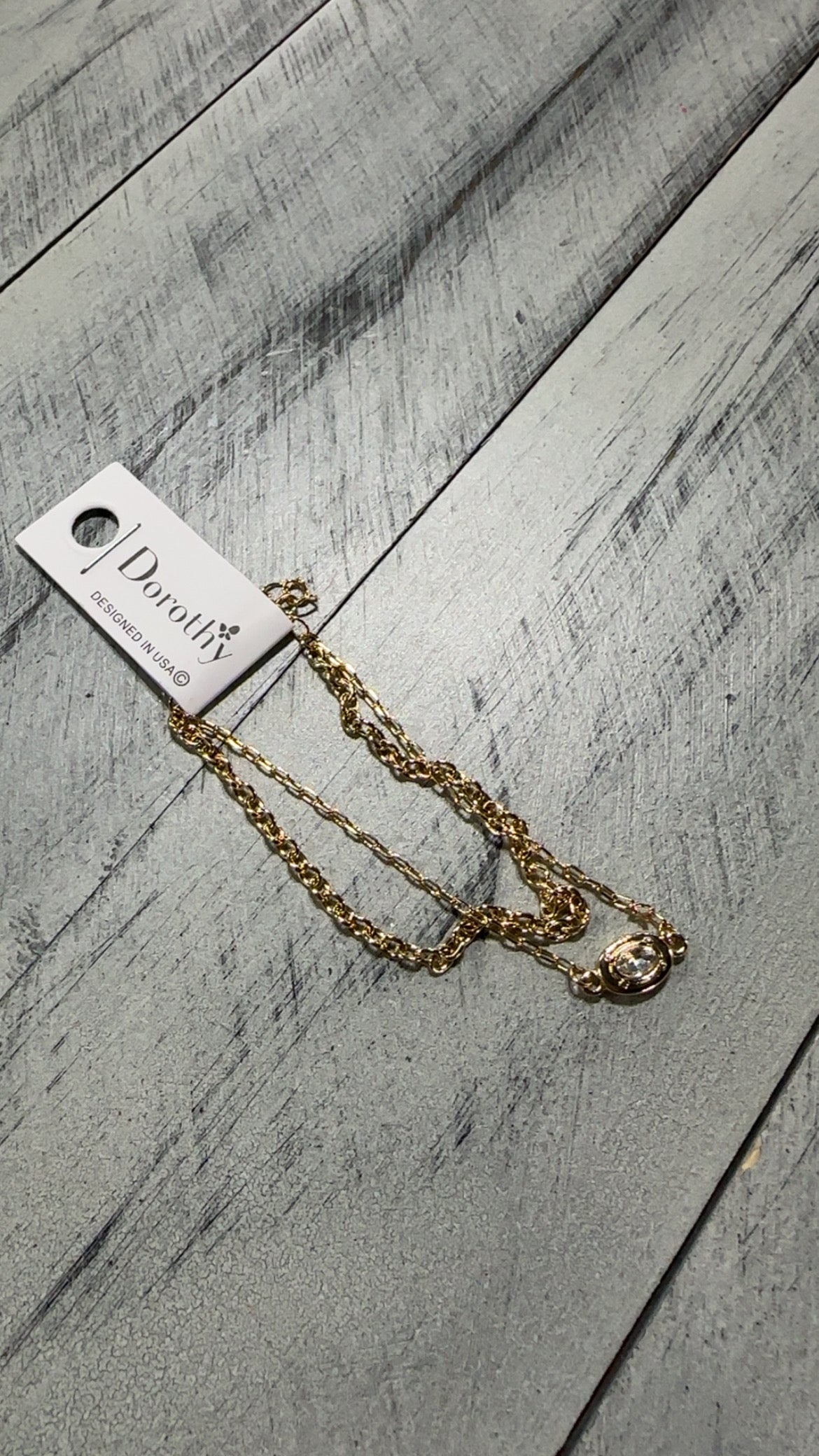 2 Layer Chain Link Crystal Accent Bracelet